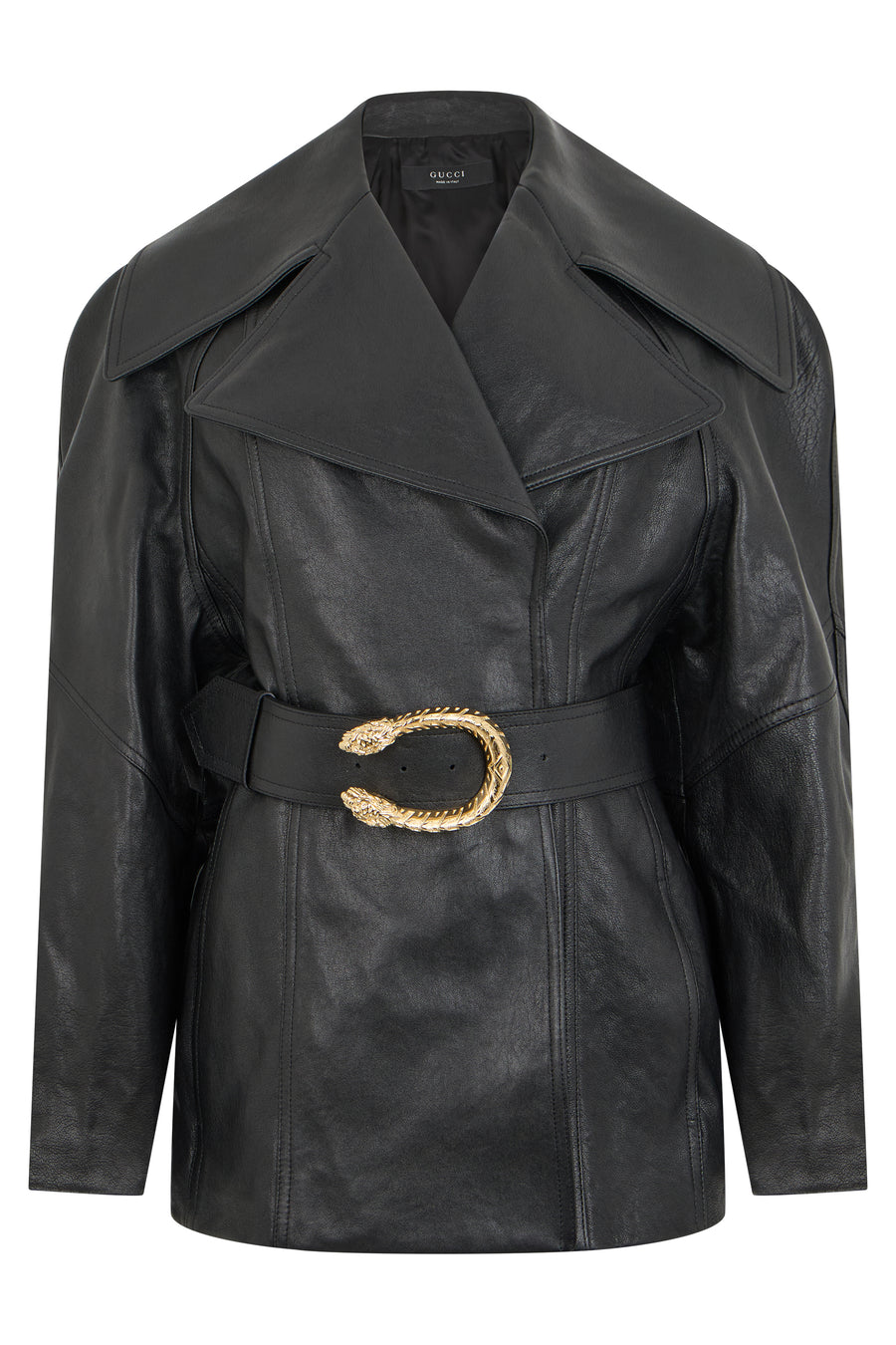 Leather Jacket Knotted Black Goat