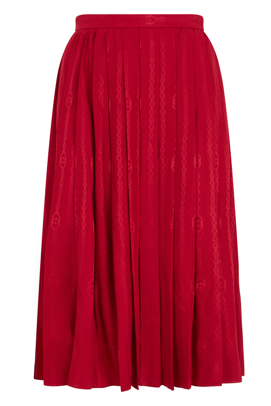 Pleated Silk Twill Skirt Fire