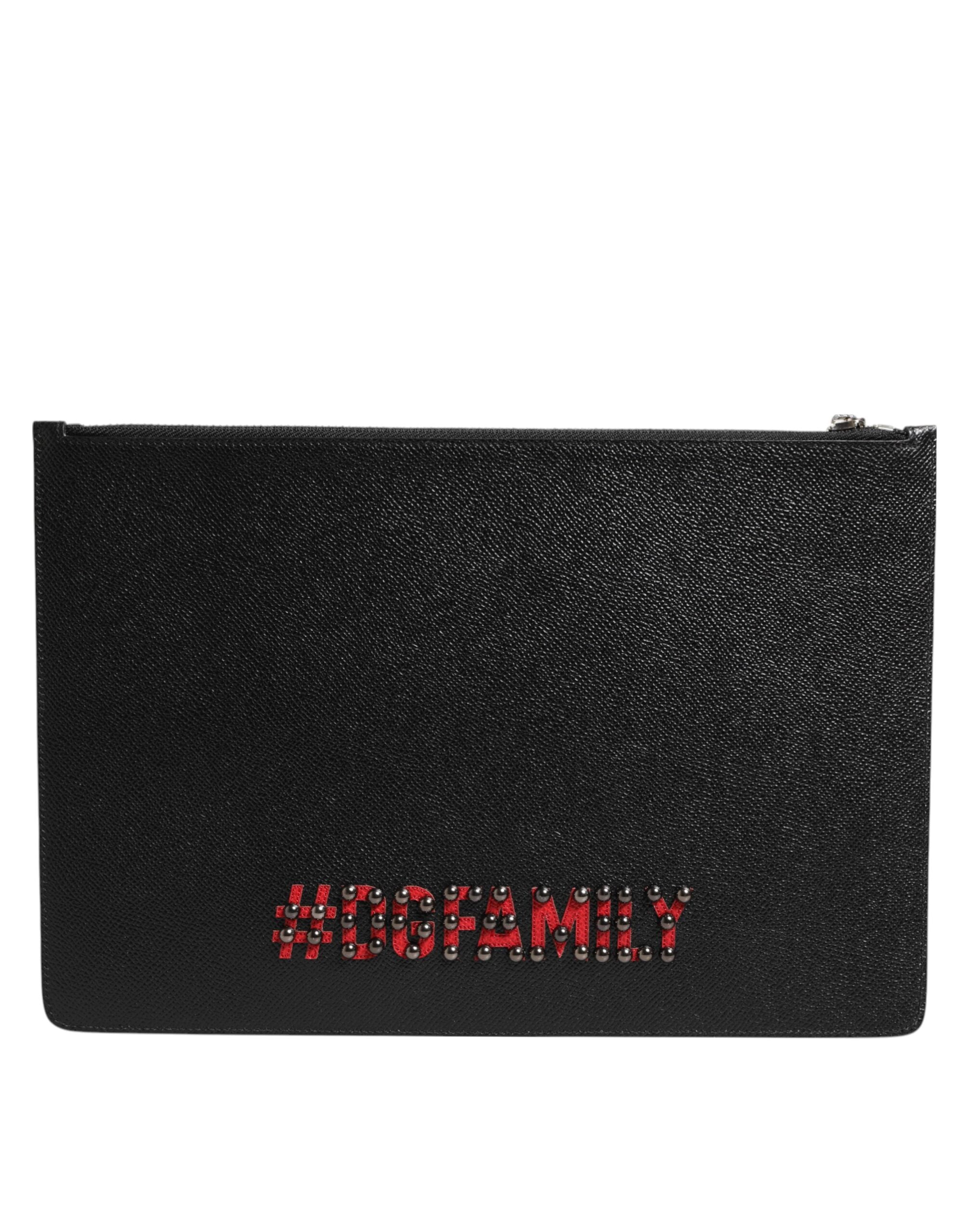 Black Leather #dgfamily Embellished Men Clutch Pouch Bag Accessory