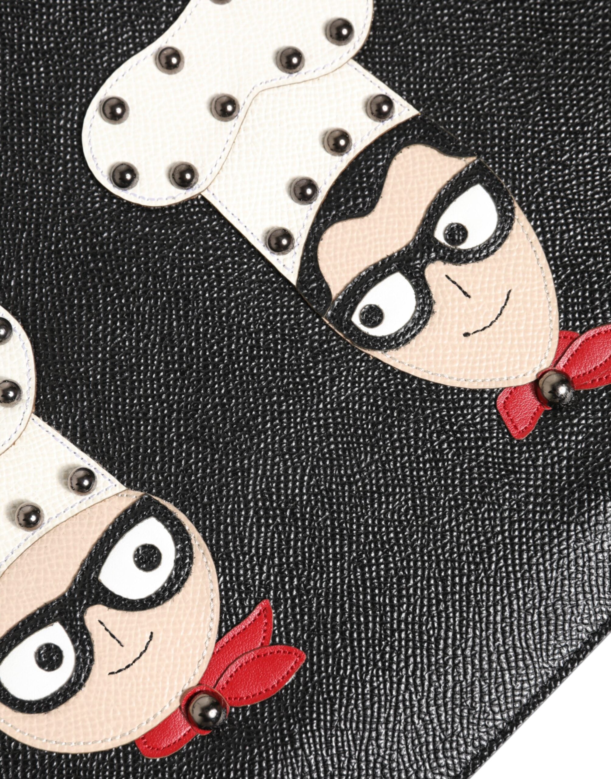 Black Leather #dgfamily Embellished Men Clutch Pouch Bag Accessory