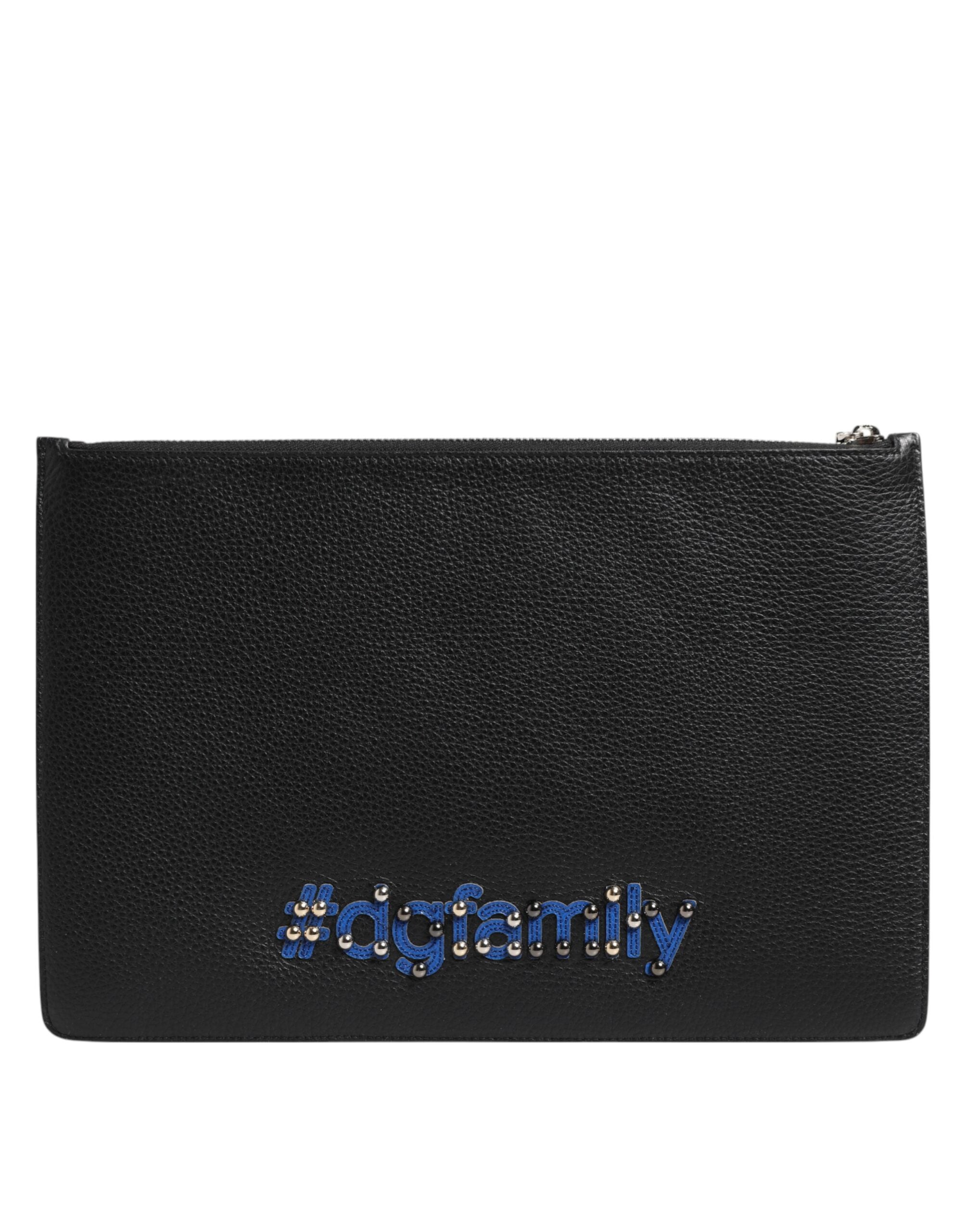Black Leather #dgfamily Embellished Men Clutch Pouch Bag Accessory