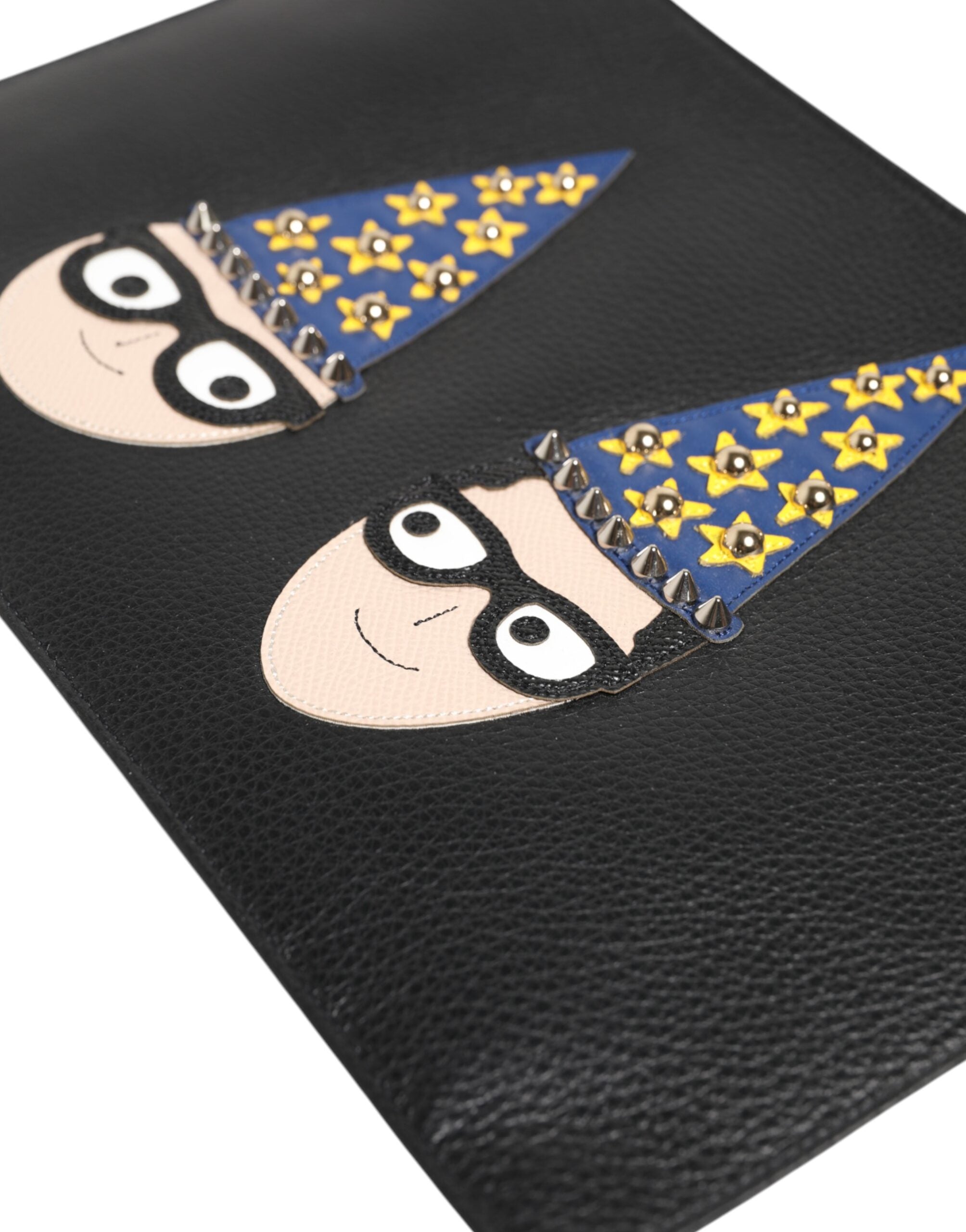 Black Leather #dgfamily Embellished Men Clutch Pouch Bag Accessory