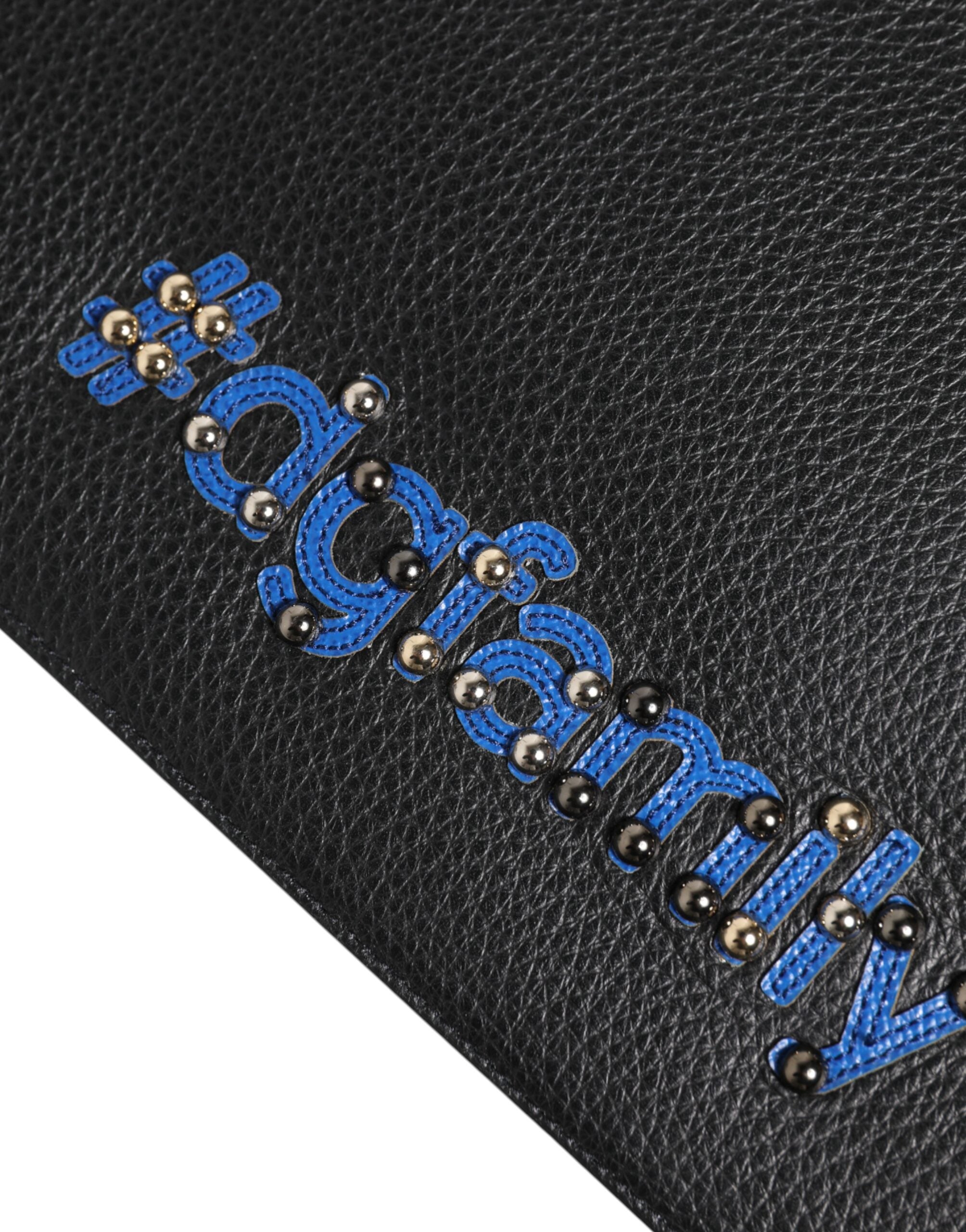 Black Leather #dgfamily Embellished Men Clutch Pouch Bag Accessory