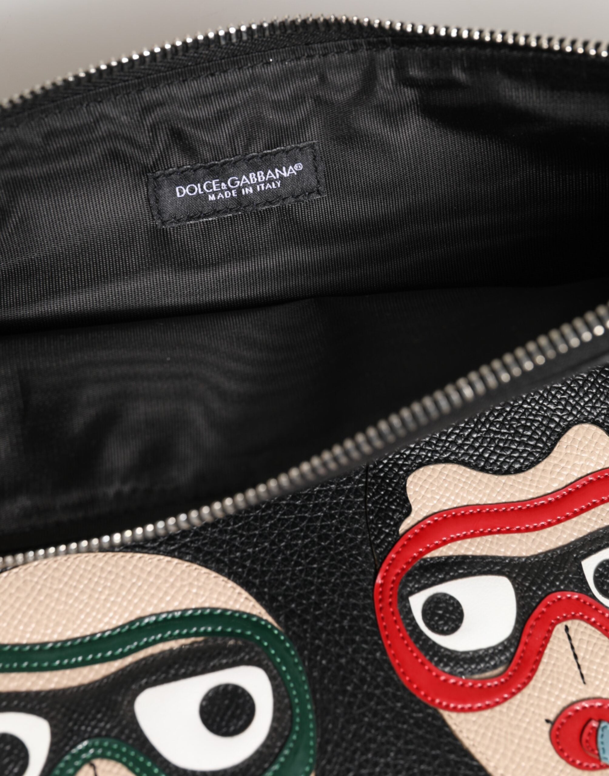 Black Leather #dgfamily Embellished Men Clutch Pouch Bag Accessory