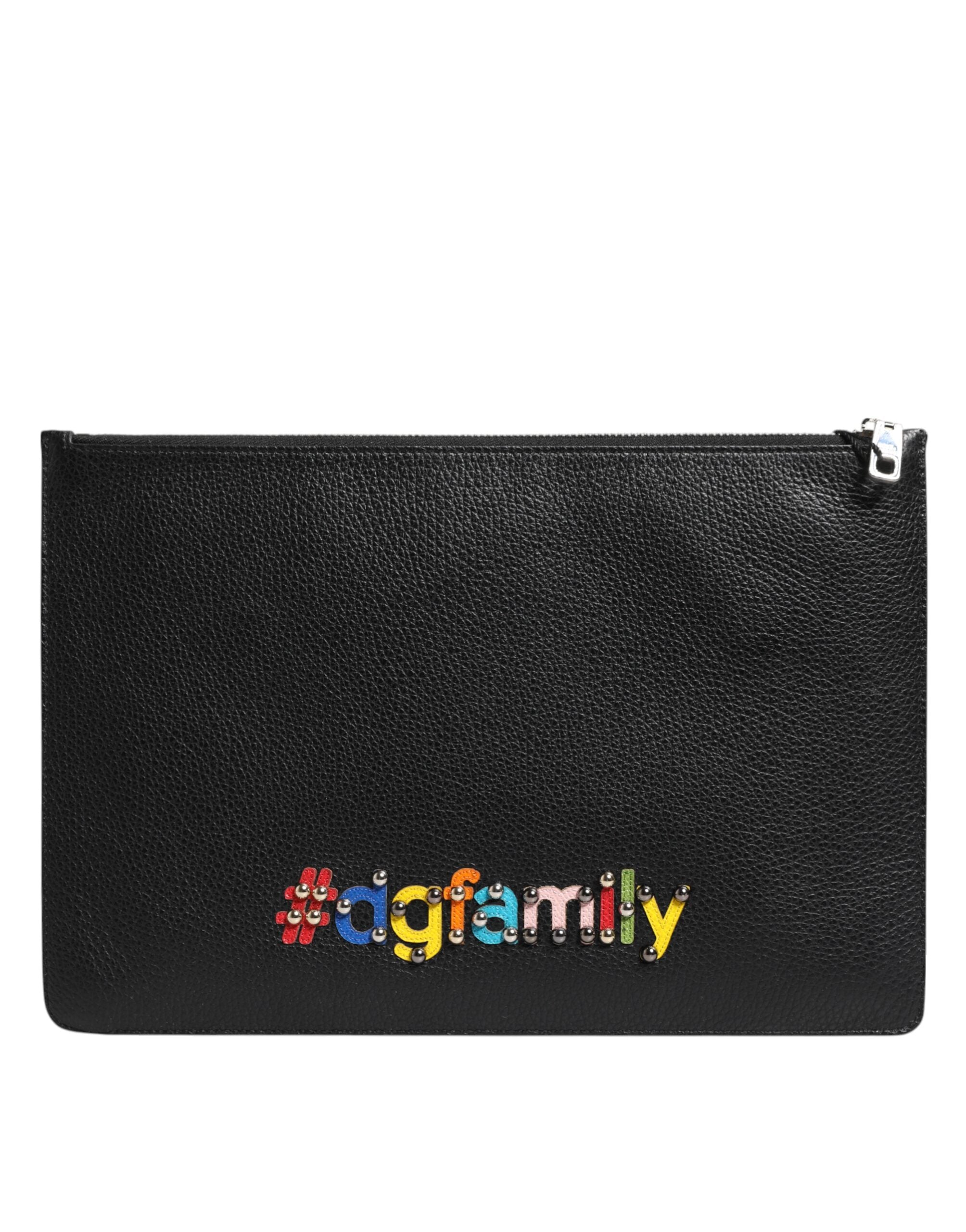 Black Leather #dgfamily Embellished Men Clutch Pouch Bag Accessory