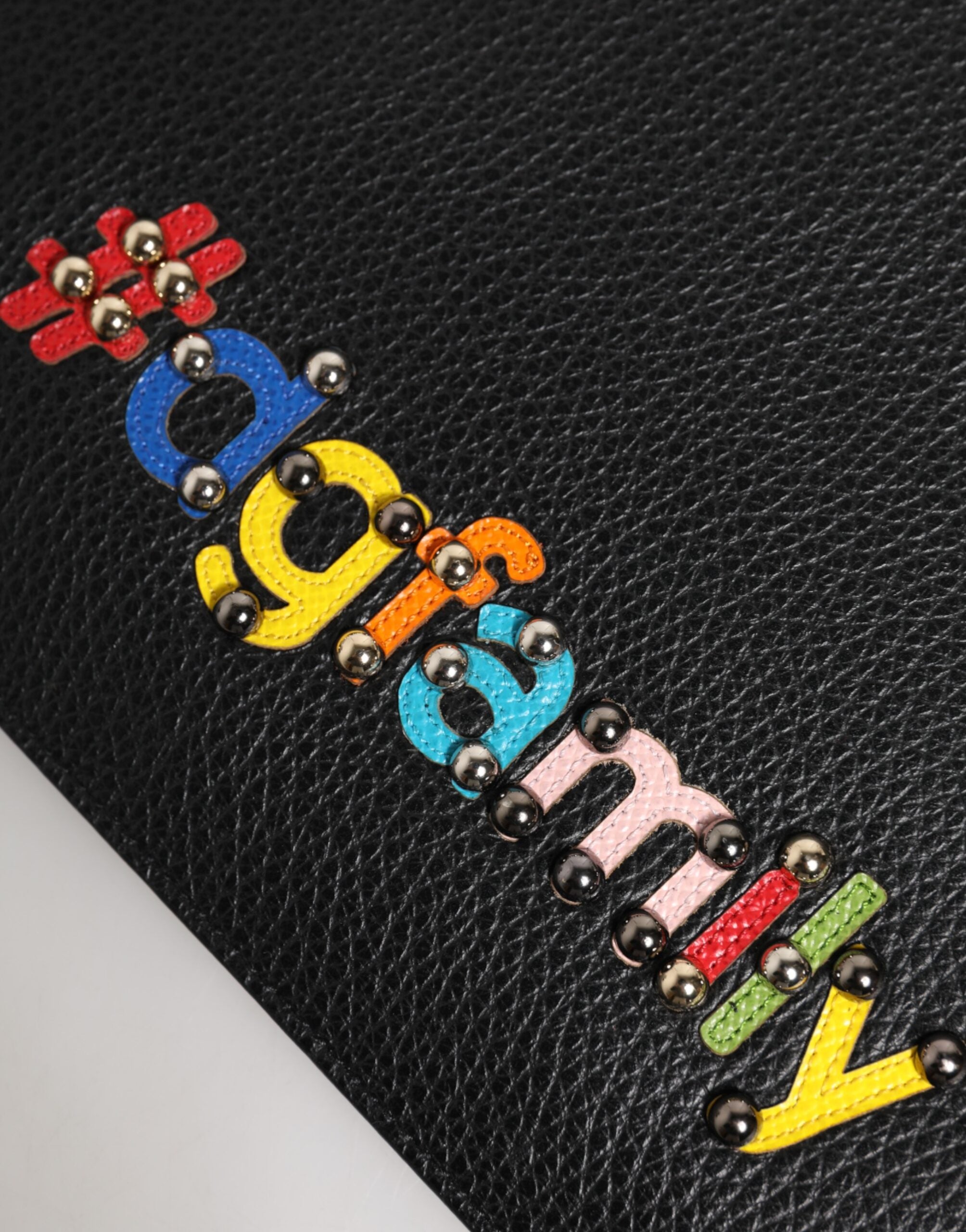 Black Leather #dgfamily Embellished Men Clutch Pouch Bag Accessory