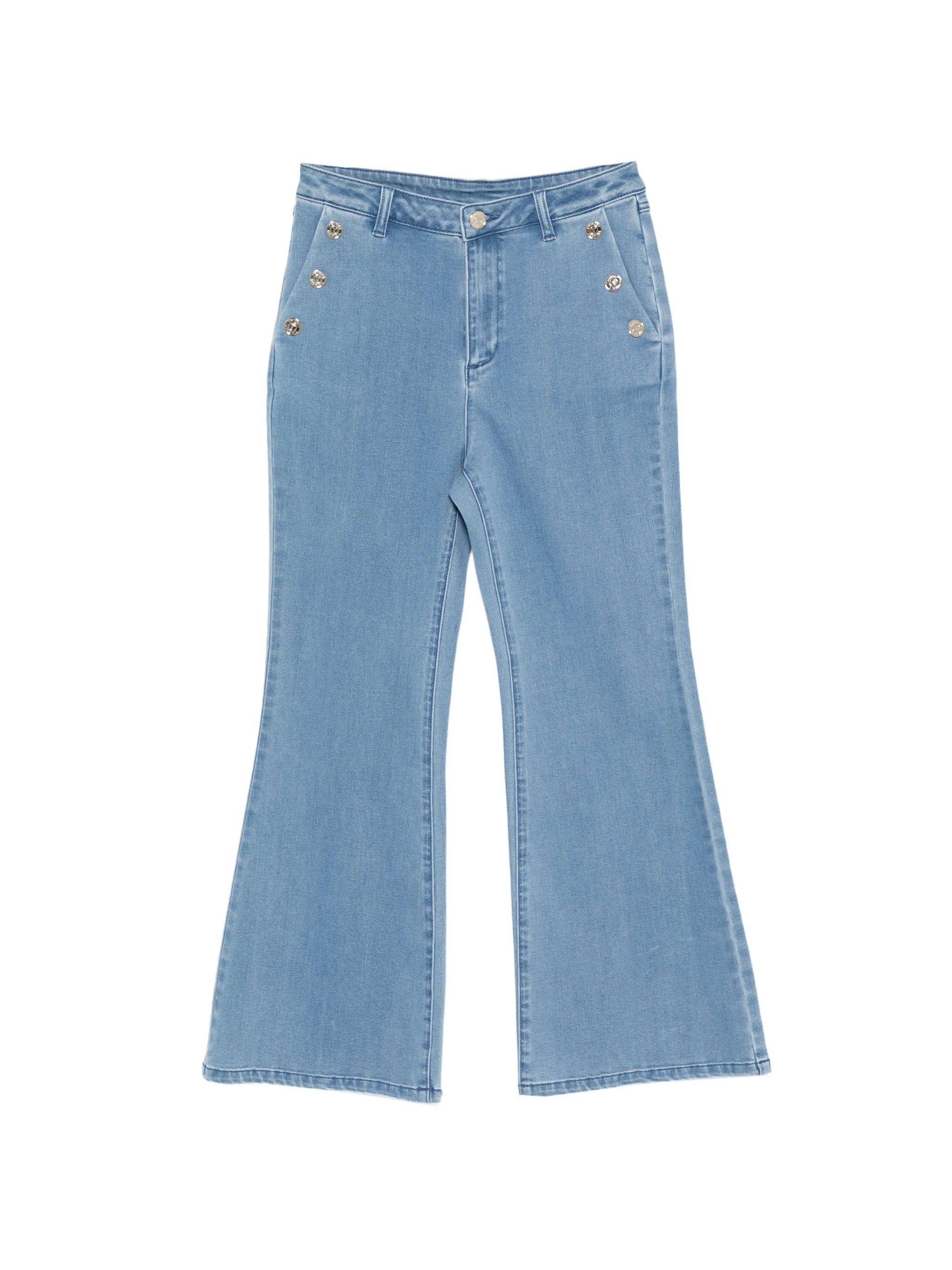 Pantalone Flare In Denim Blue Pantaloni