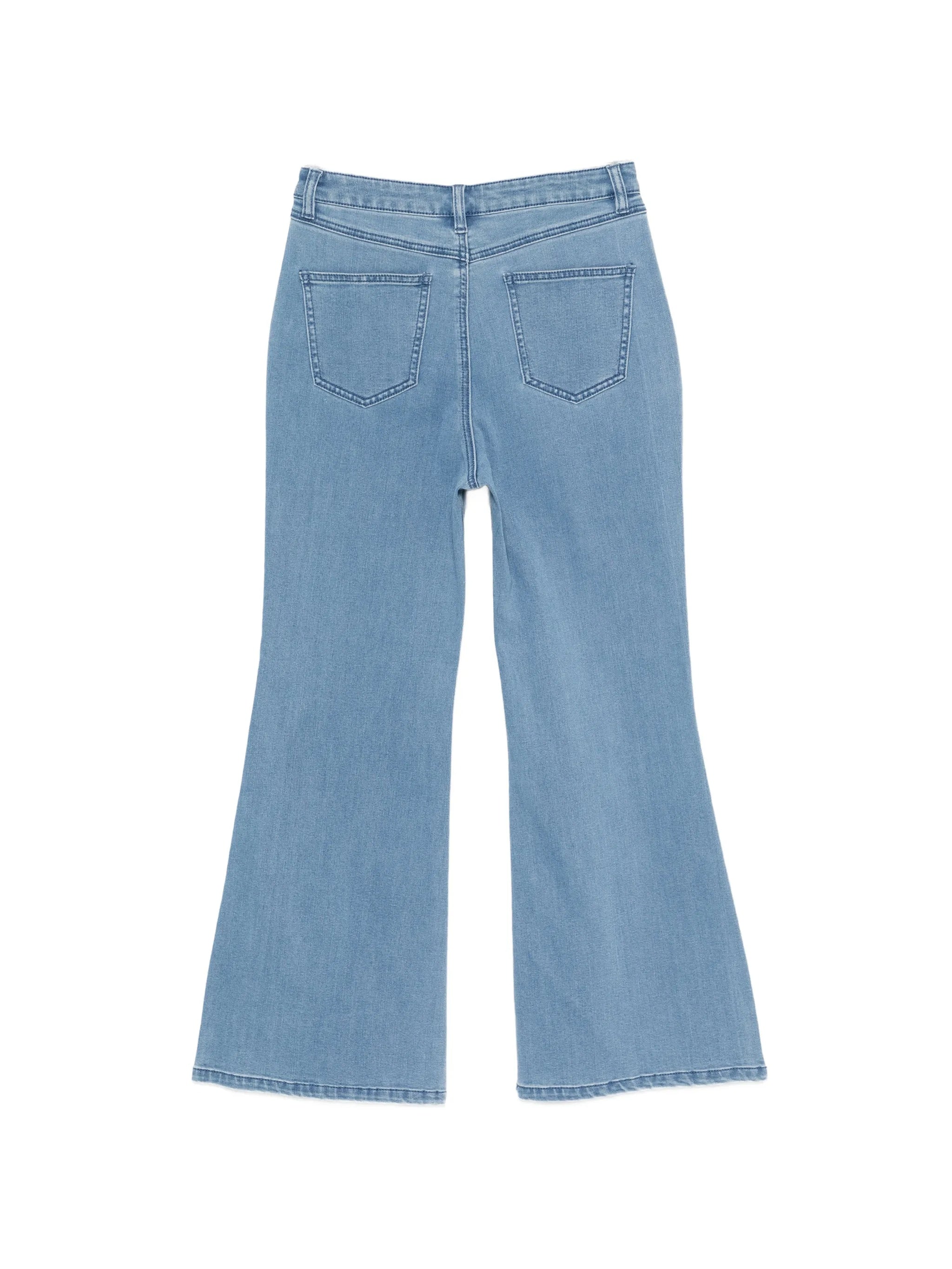 Pantalone Flare In Denim Blue Pantaloni