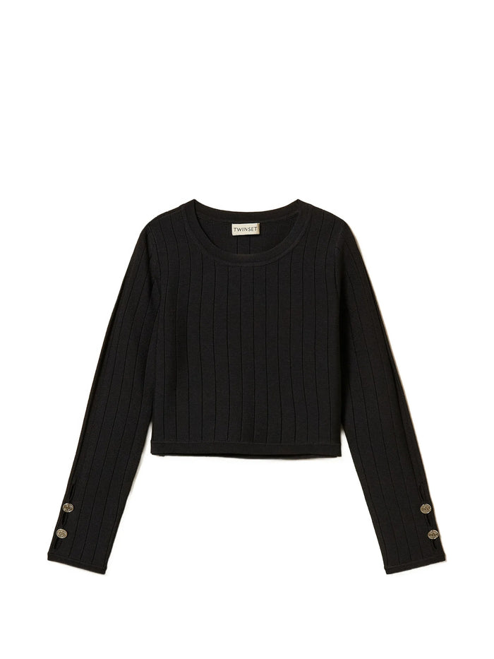 Maglia Girocollo Cut-out Black