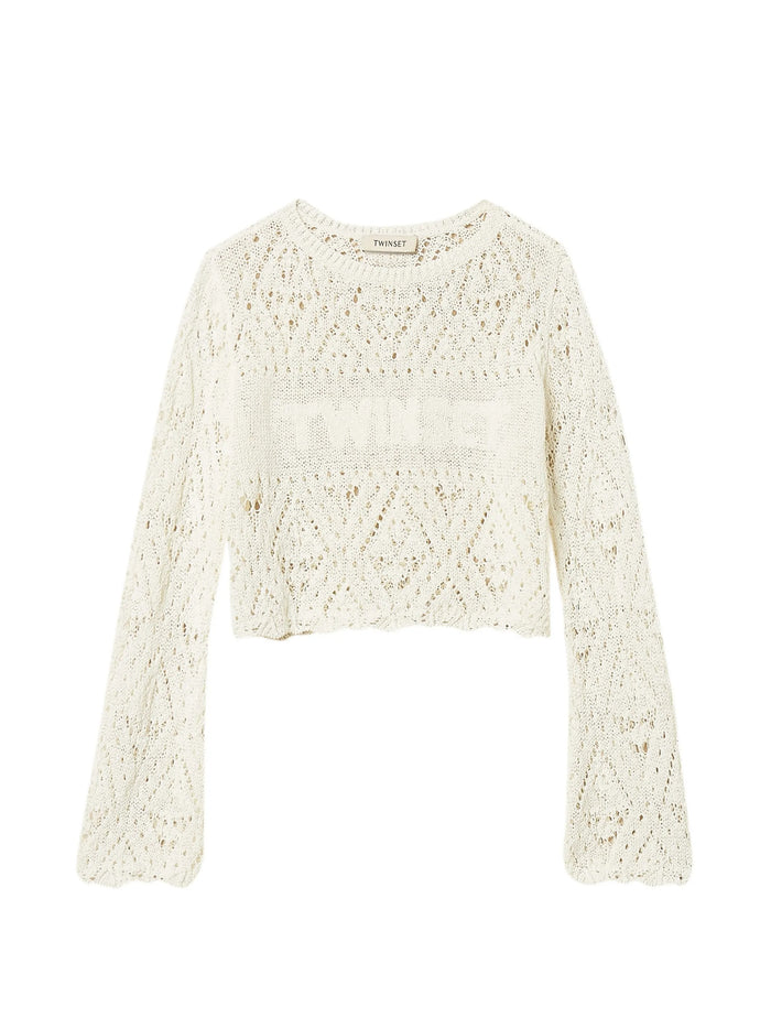 Maglia Scollo Barchetta Con Logo White