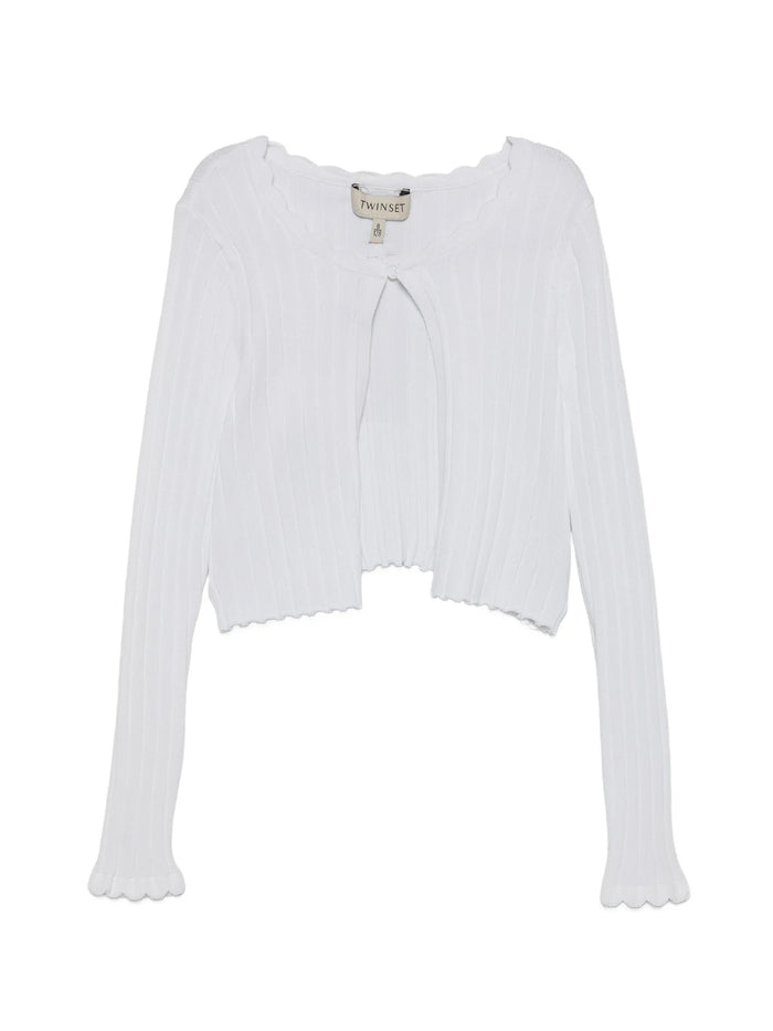 Cardigan Corto In Maglia White