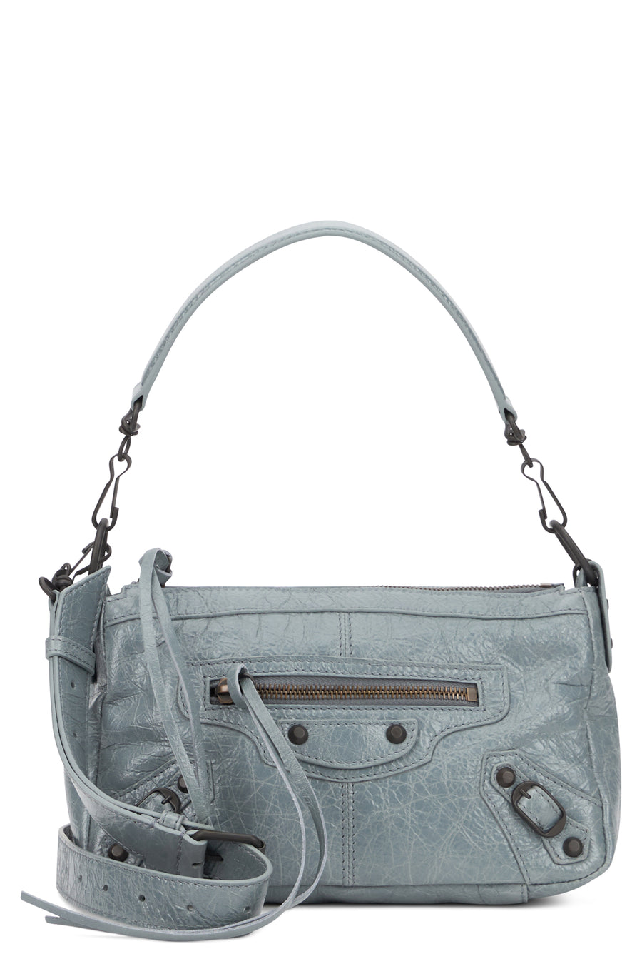 Shoulder Bag Le City Moto Mini Grey Leather Lambskin