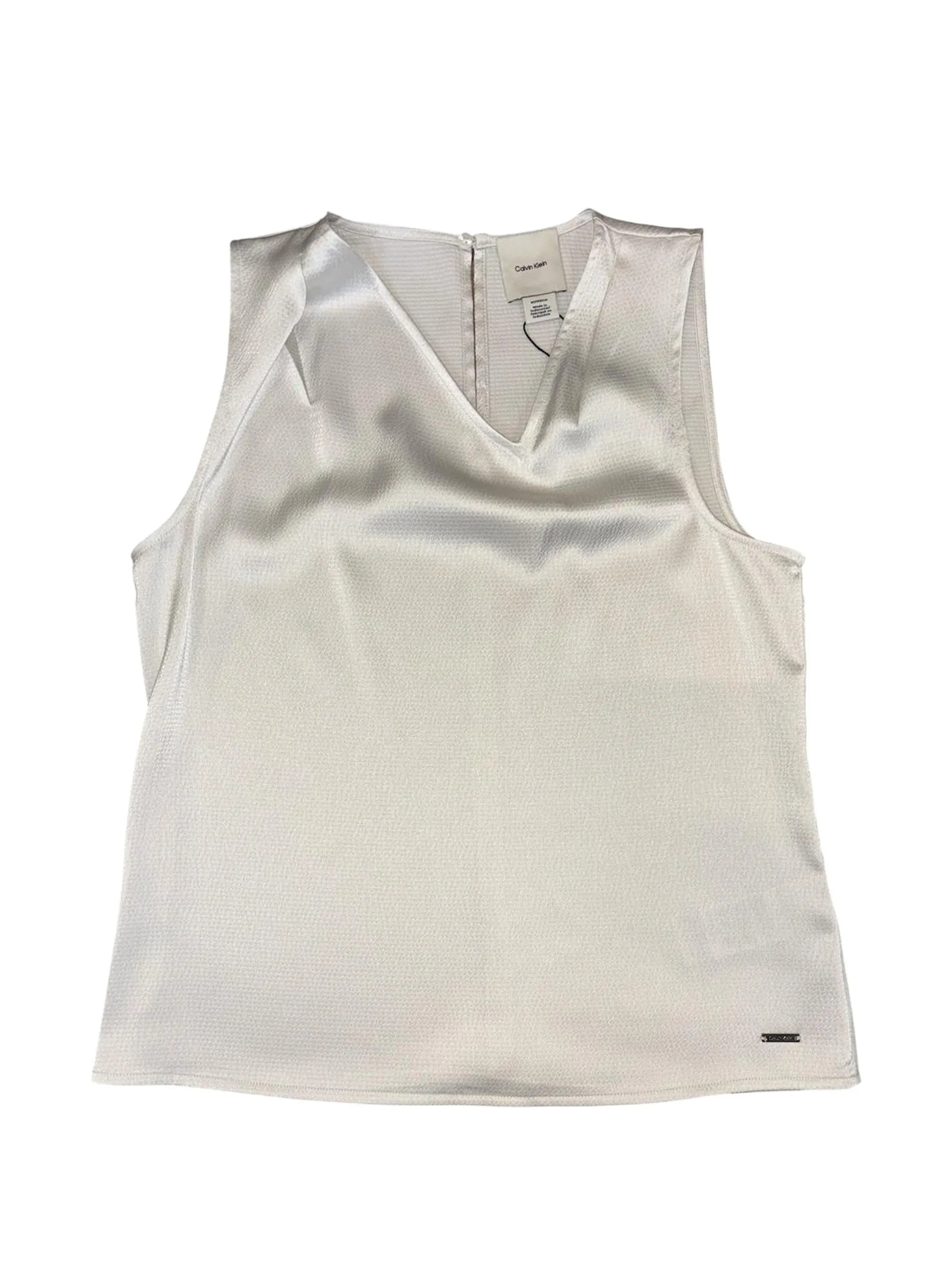Hammered Satin Top White