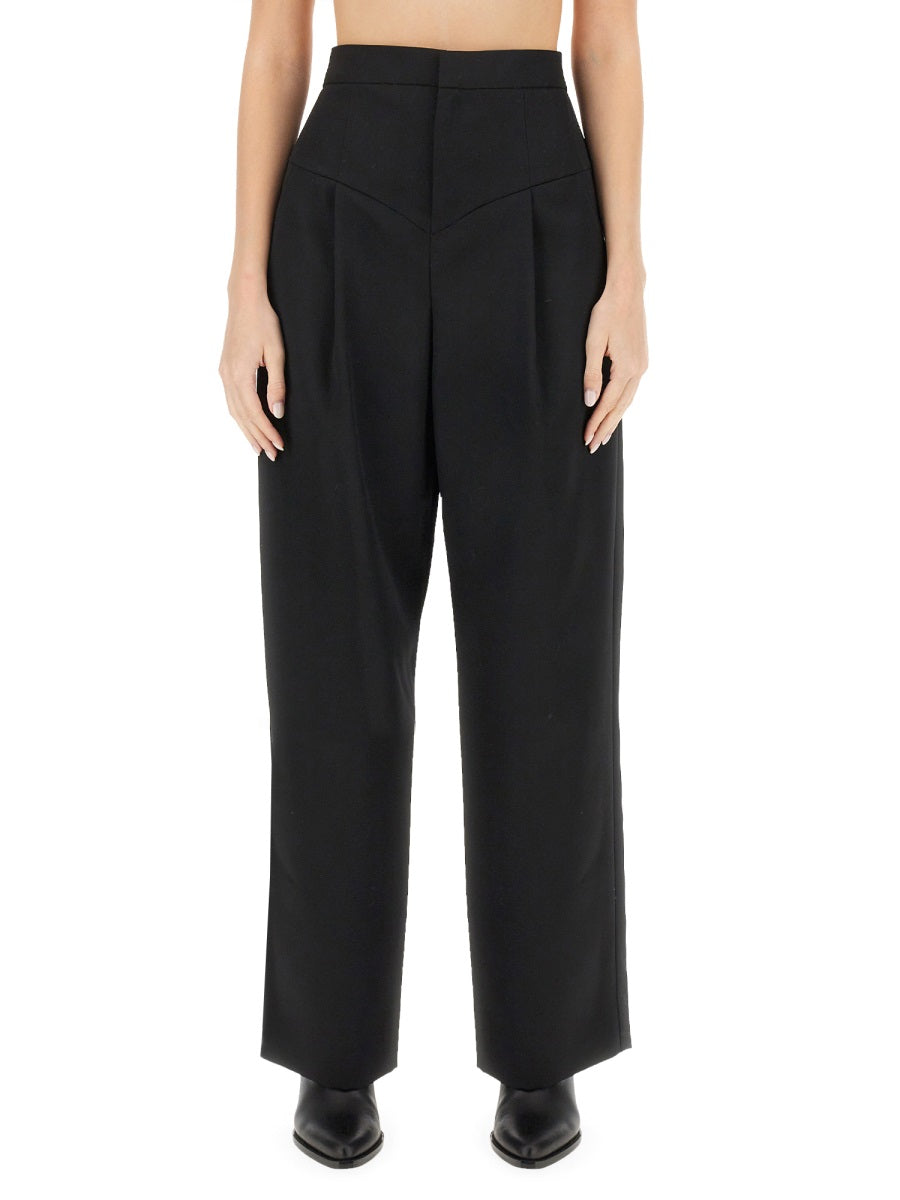 Black Regular Fit Wool Pants Trousers