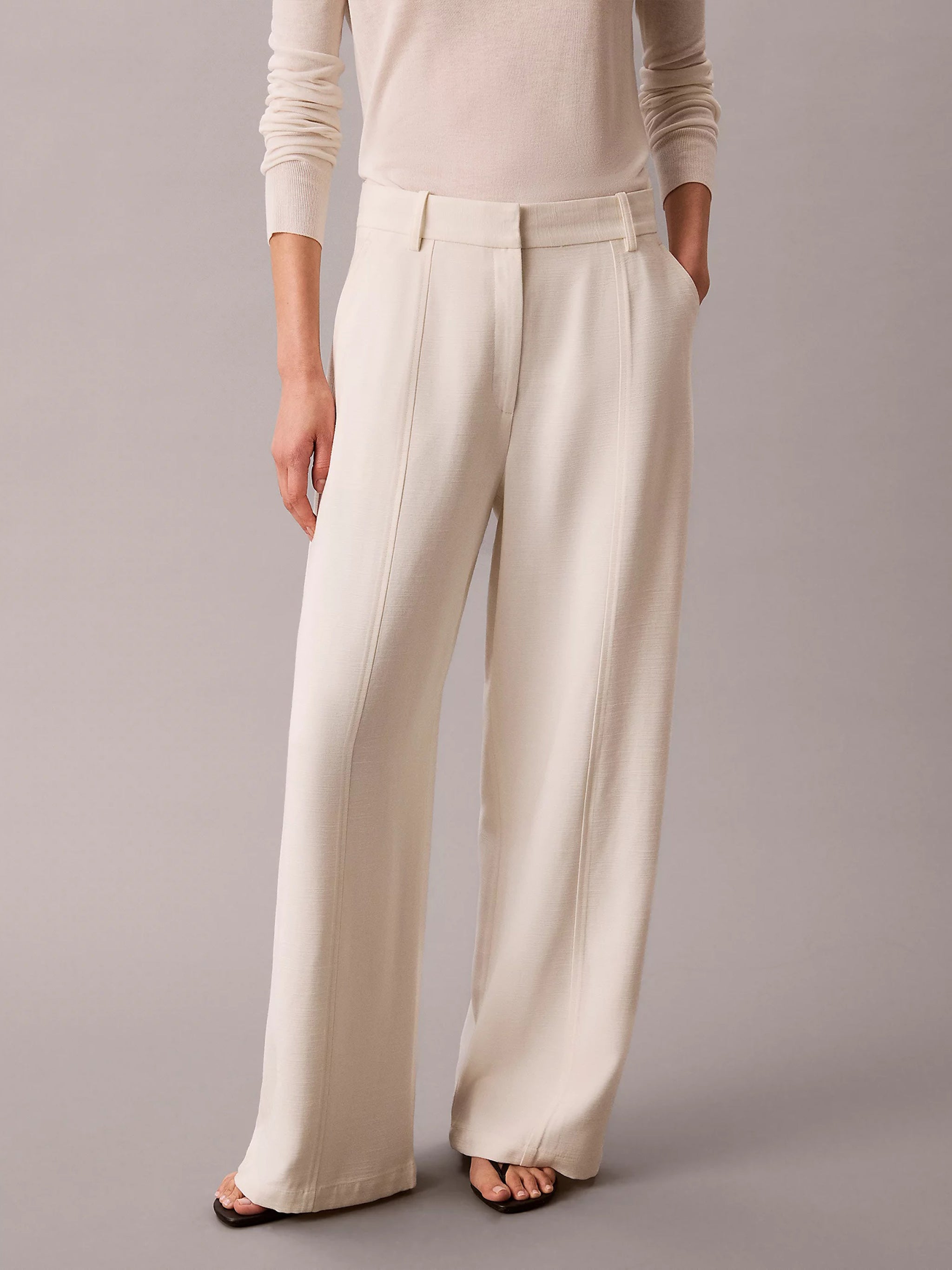 Hvy Textured Pant White Pantaloni