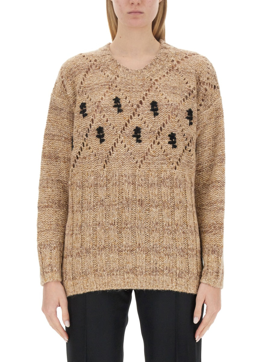 Oversize Fit Jersey Beige Viscose Jumpers