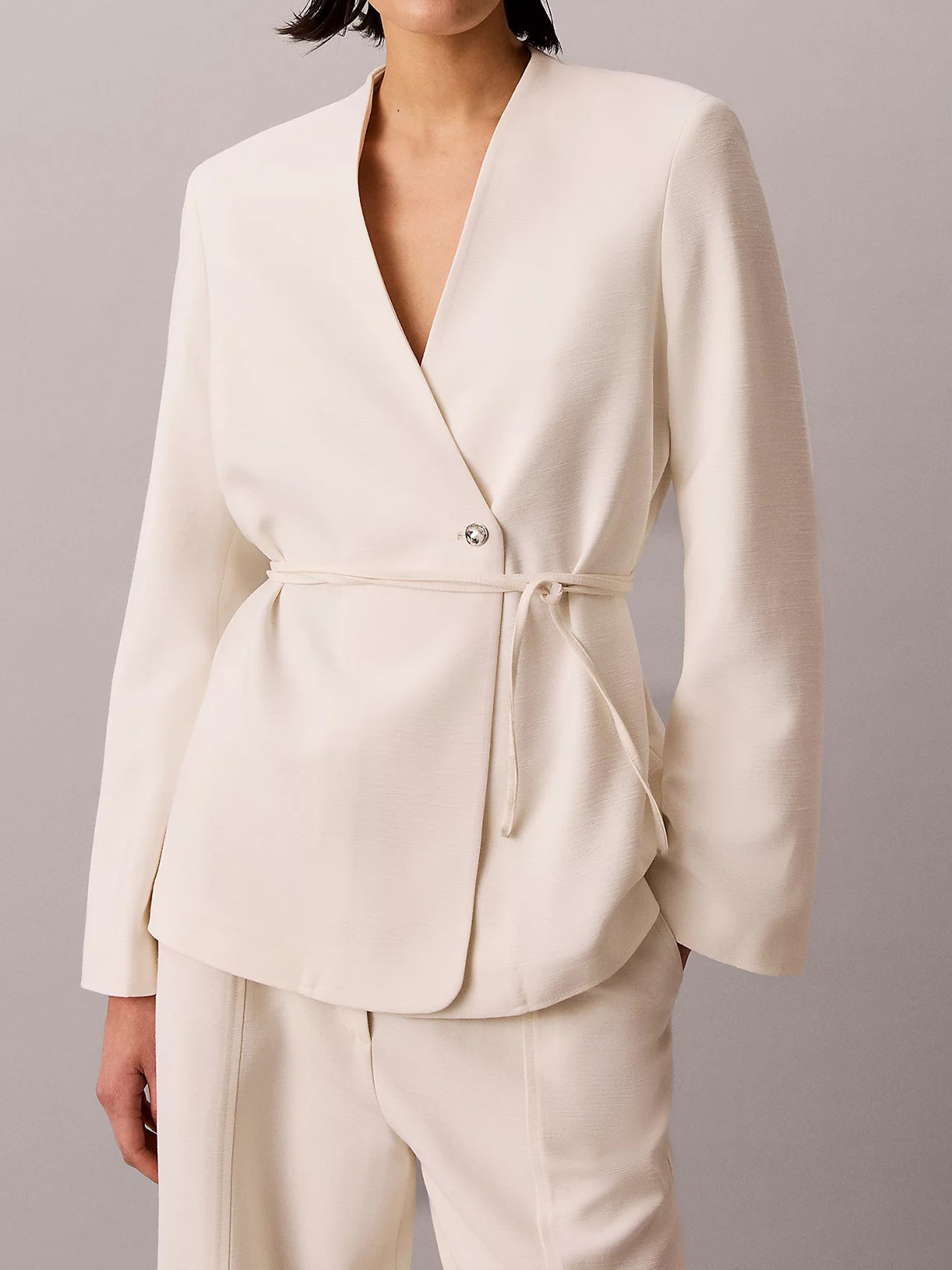 Hvy Textured Shine Blazer White
