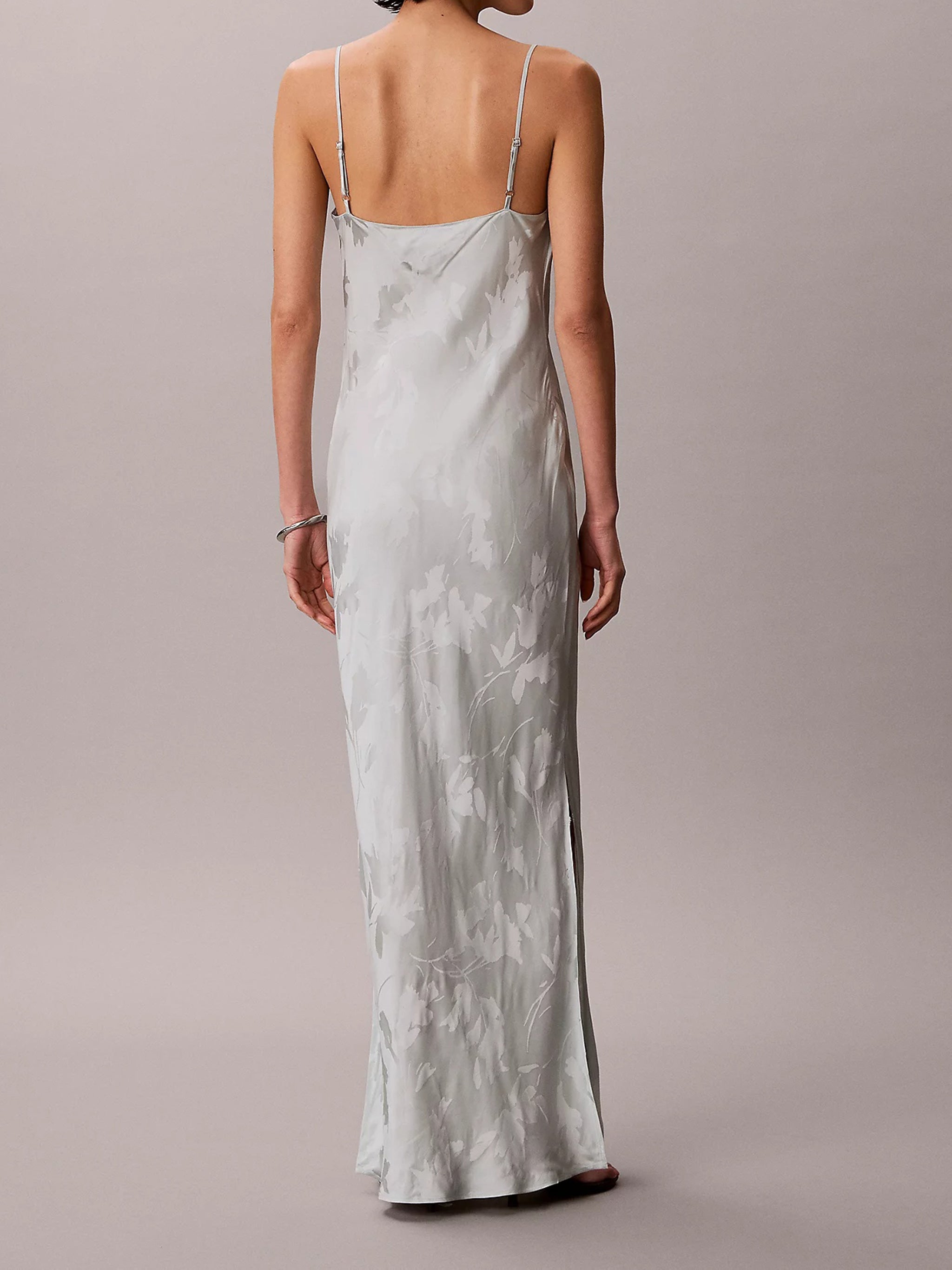 Viscose Jacquard Maxi Slip Dress Q0 Pale Meadow Abito