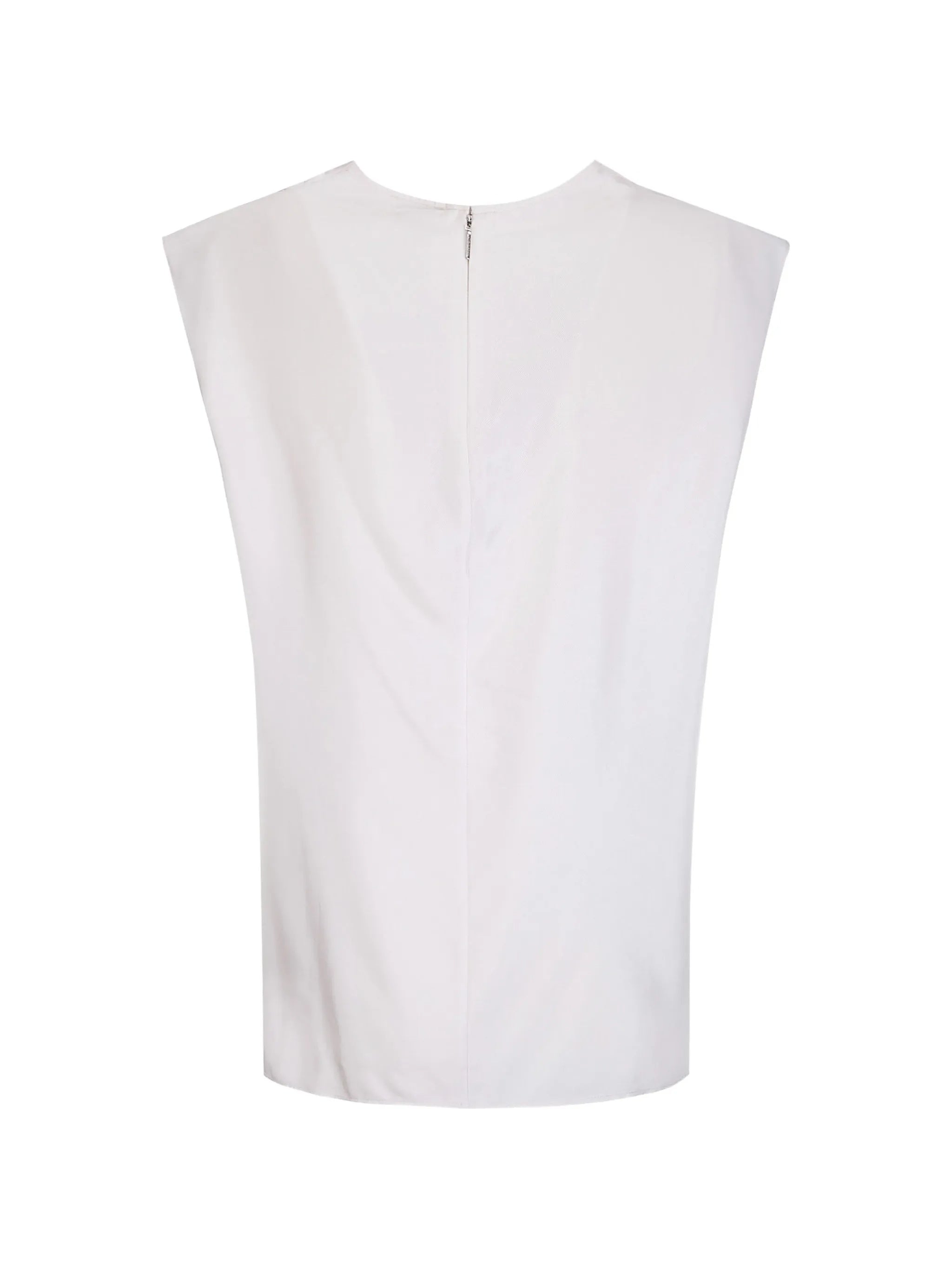 Viscose Twill Cowl Neck Tank White Top