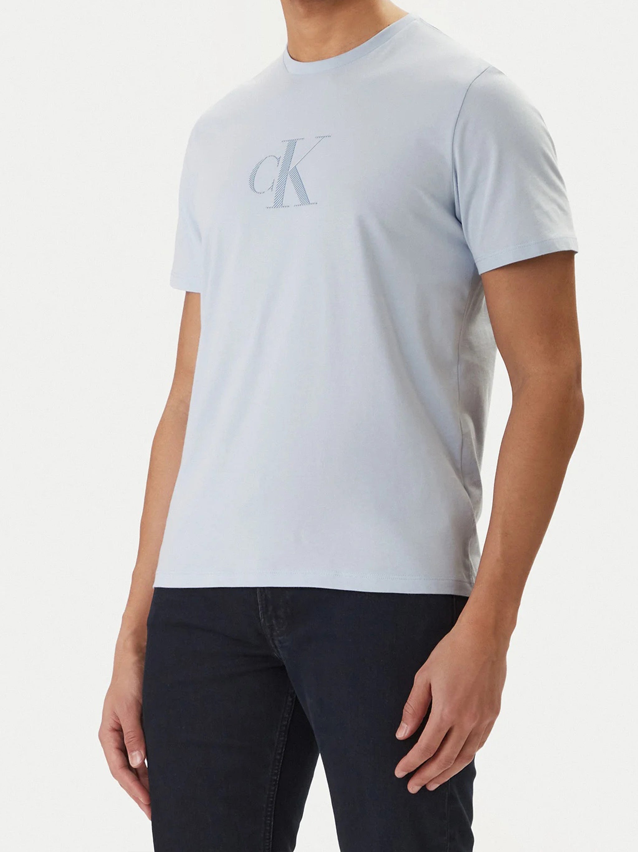 Distress Monogram Graphic Blue T-shirt