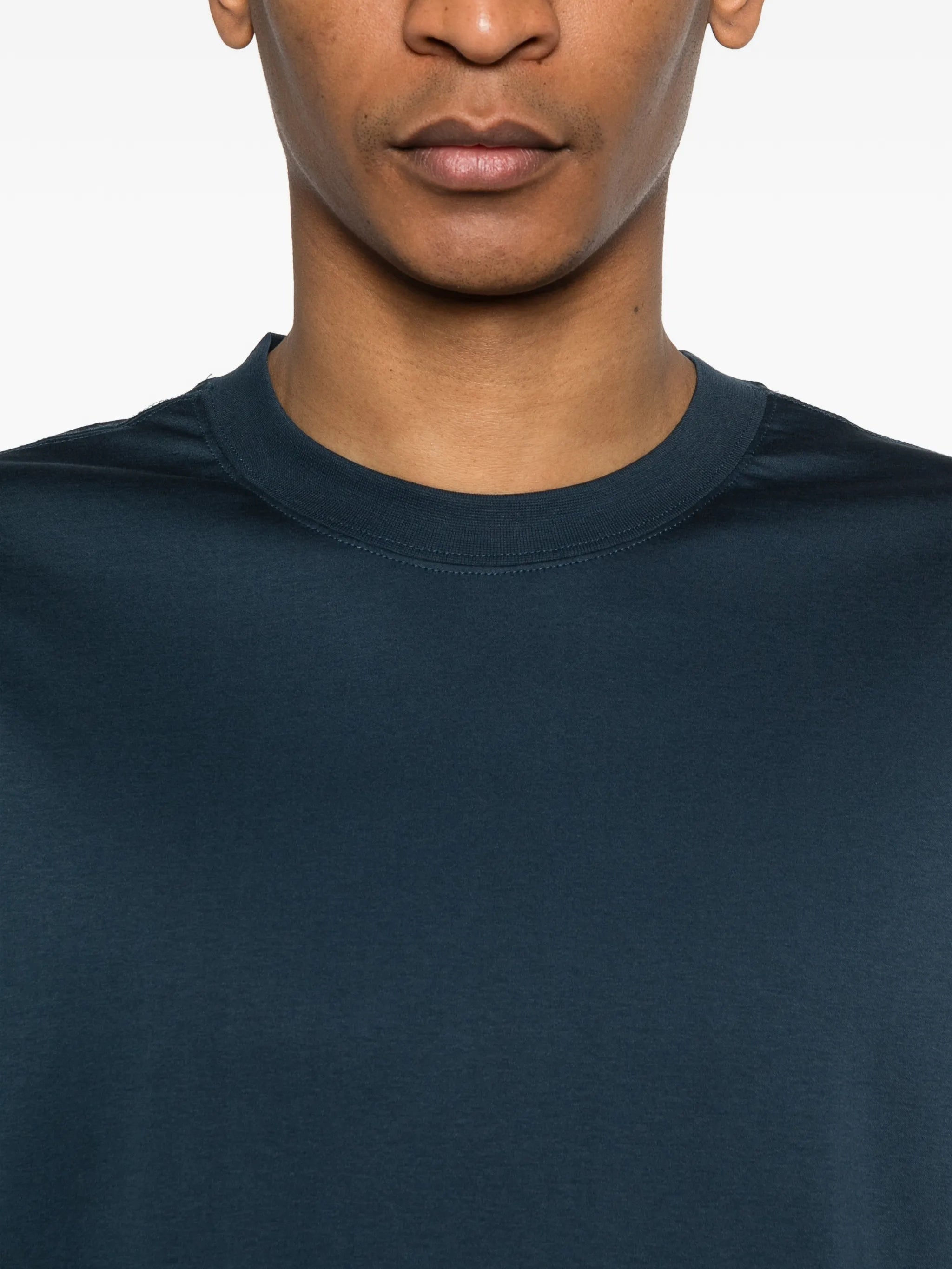 Mercerized Interlock Cuff Crew Blue T-shirt