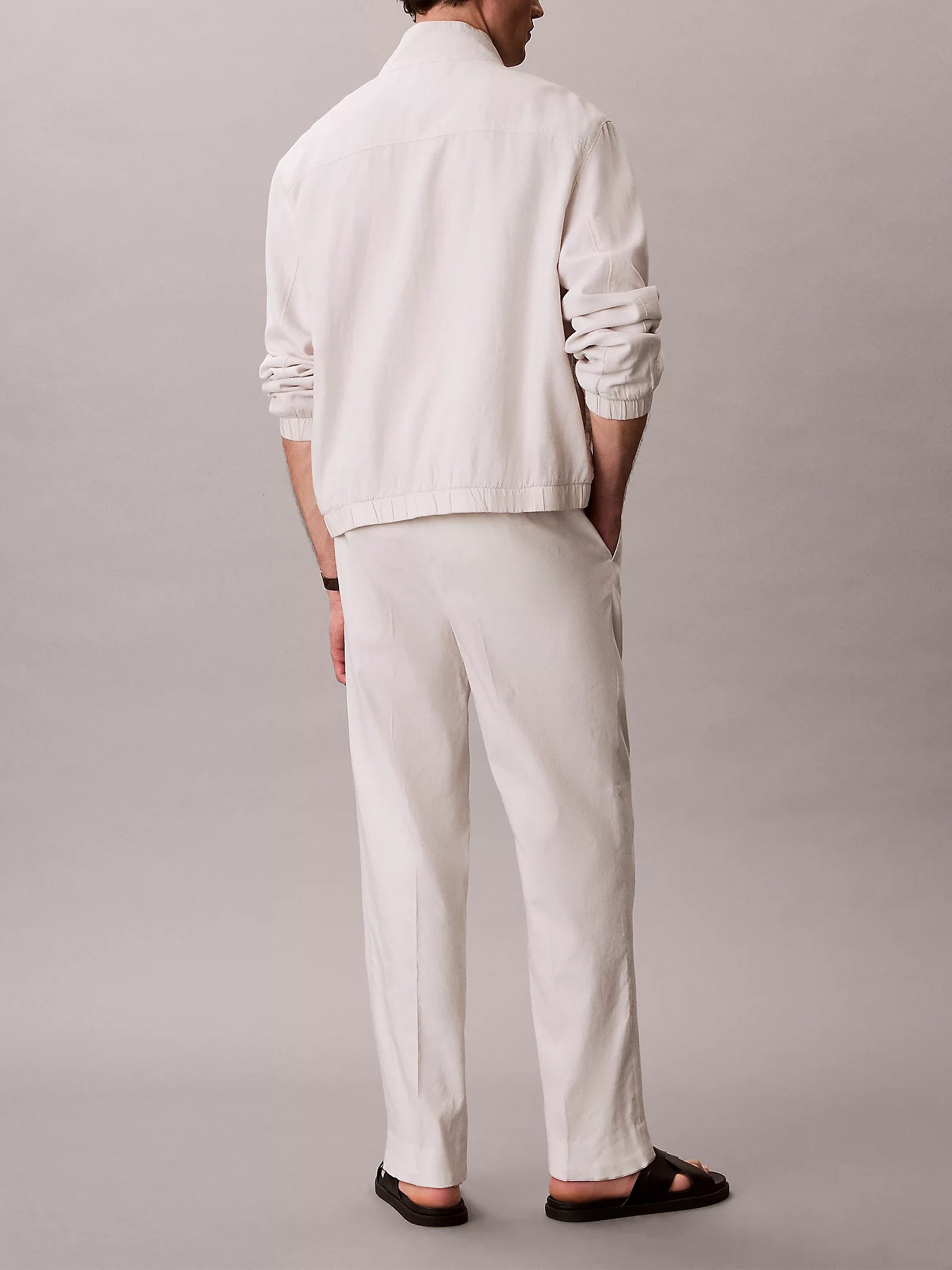 Tapered Linen Lyocell Pant Grey Pantaloni