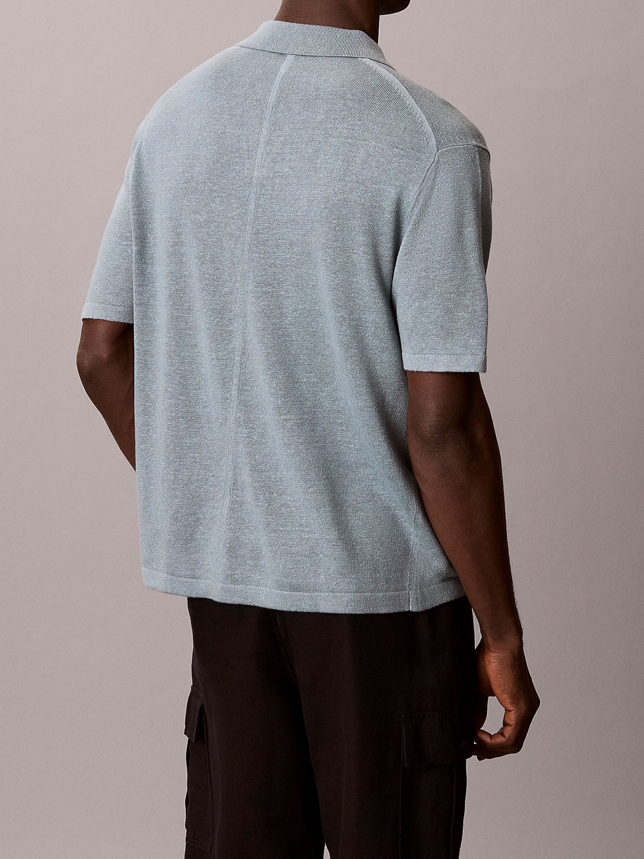 Linen Blnd Johnny Swtr Grey T-shirt