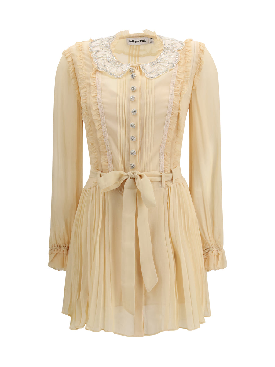 Self-Portrait 80% Viscose; 20% Polyester mini dress in beige
