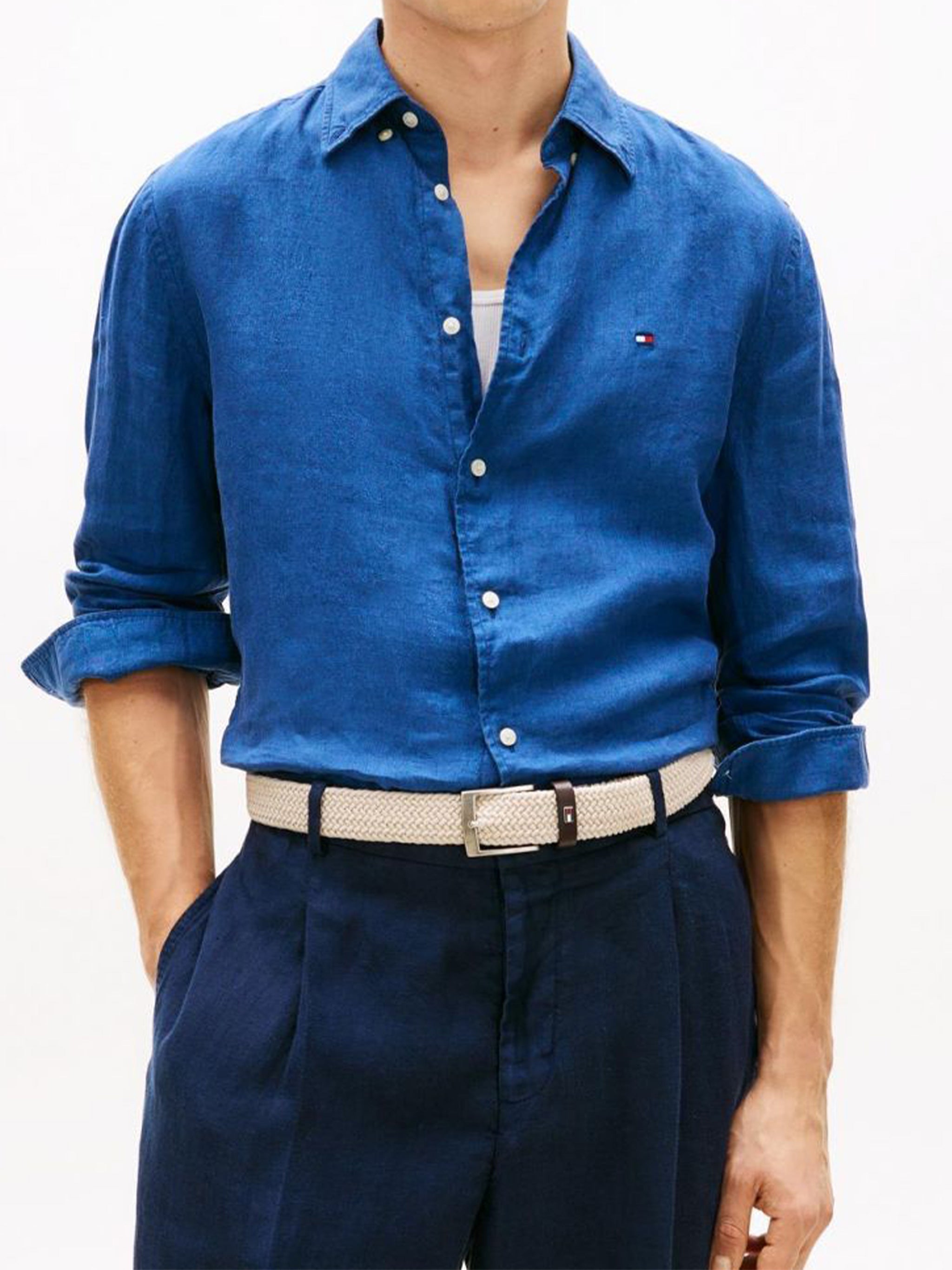 Dyed Li Solid Rf Shirt Blue Camicia