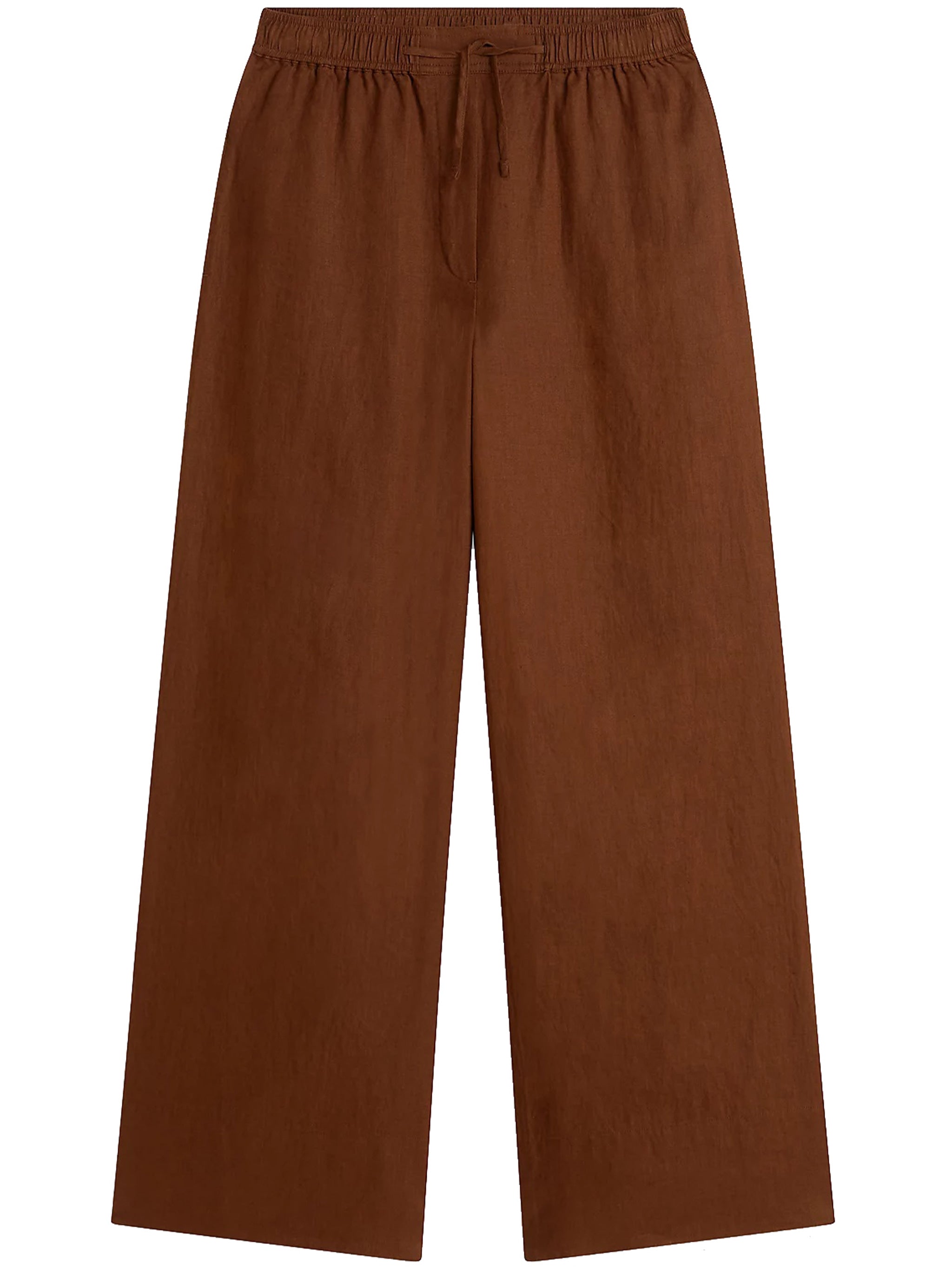 Linen Pull On Pants Brown Pantaloni