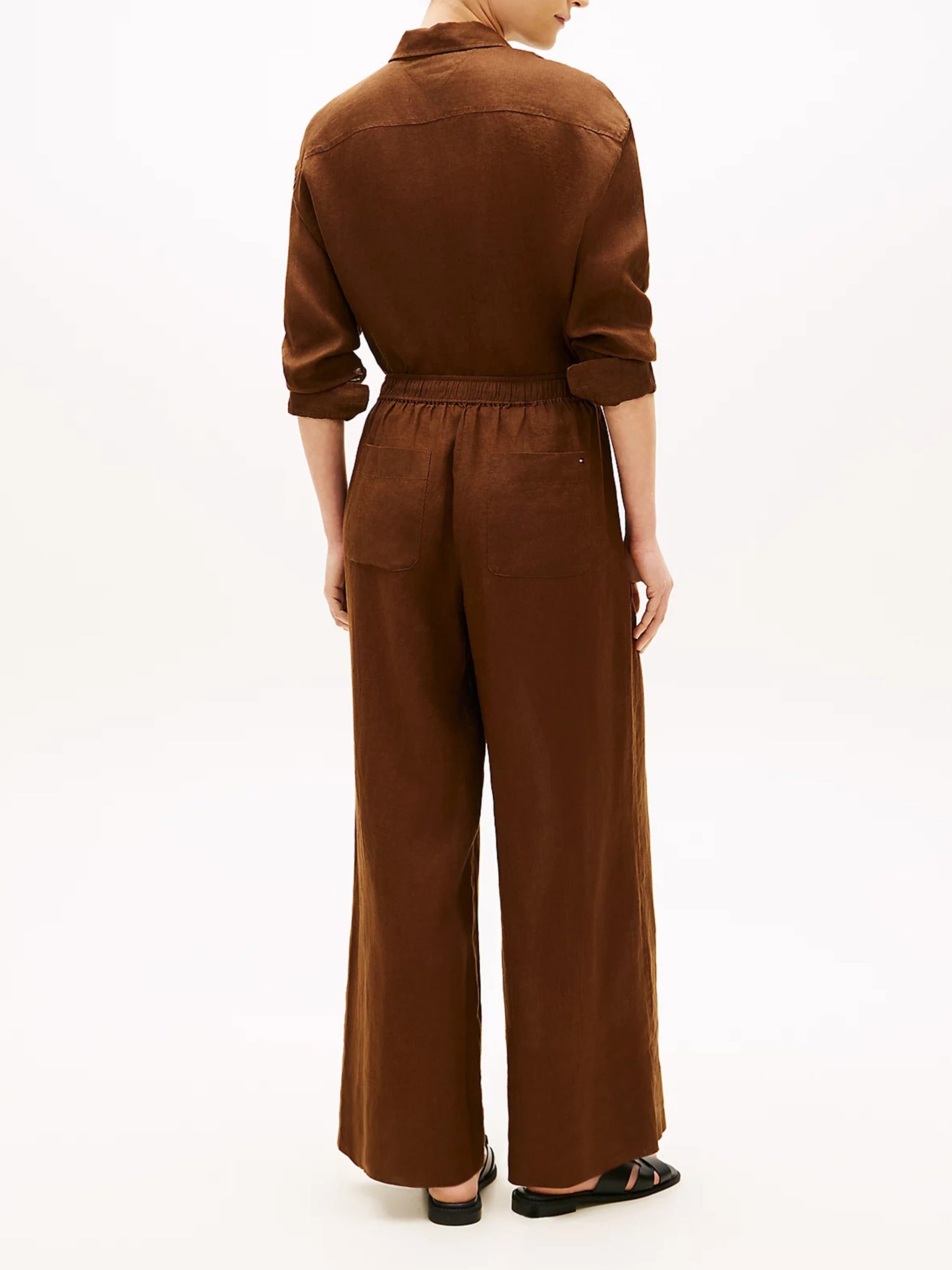 Linen Pull On Pants Brown Pantaloni