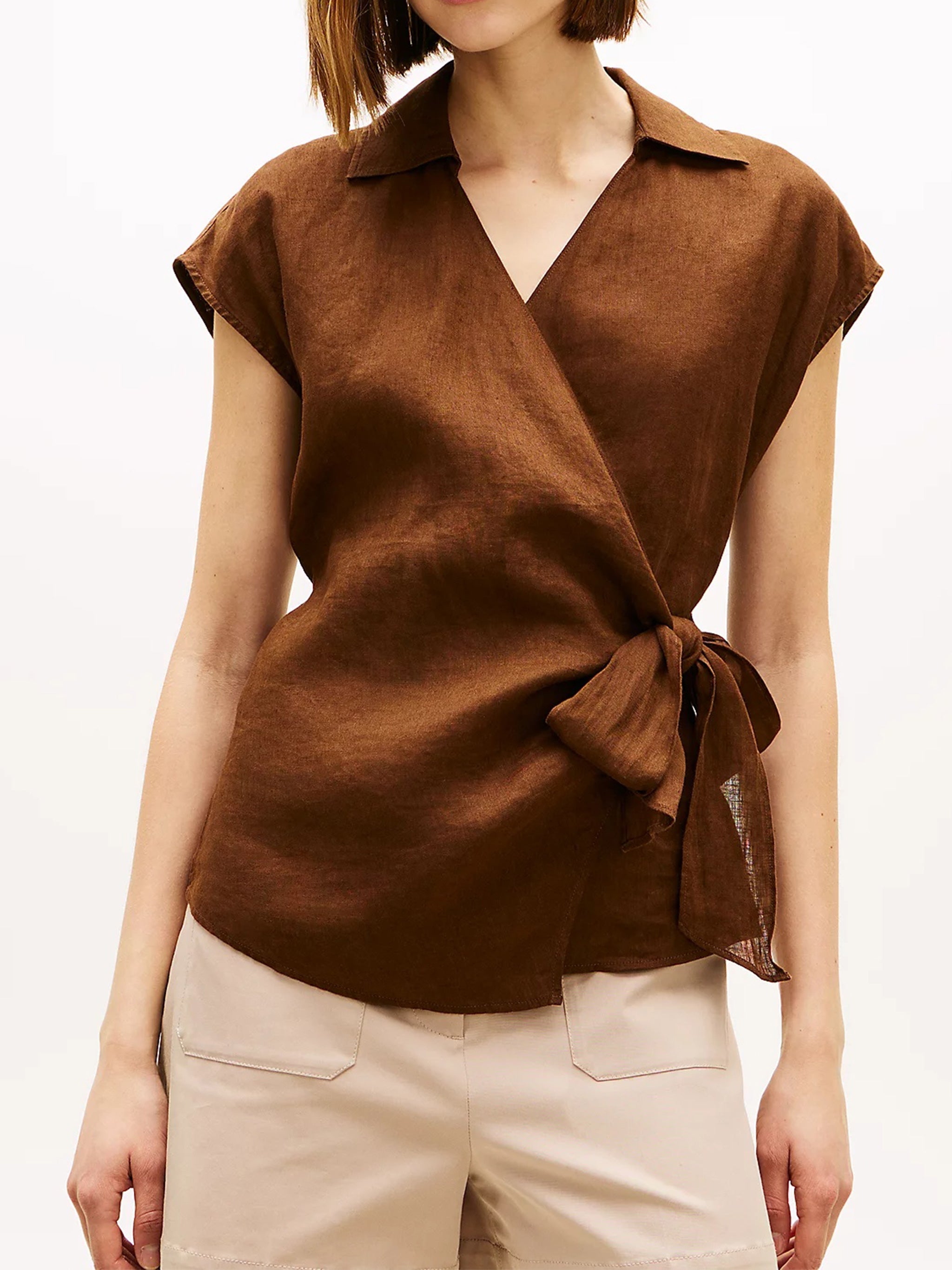 Linen Knot Top Brown
