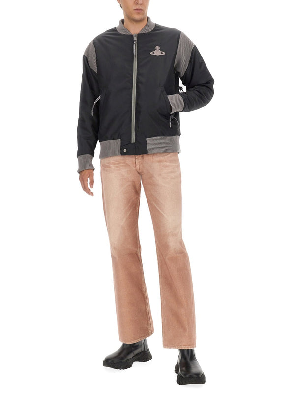 Bomber Jacket With Logo Black Polyamide