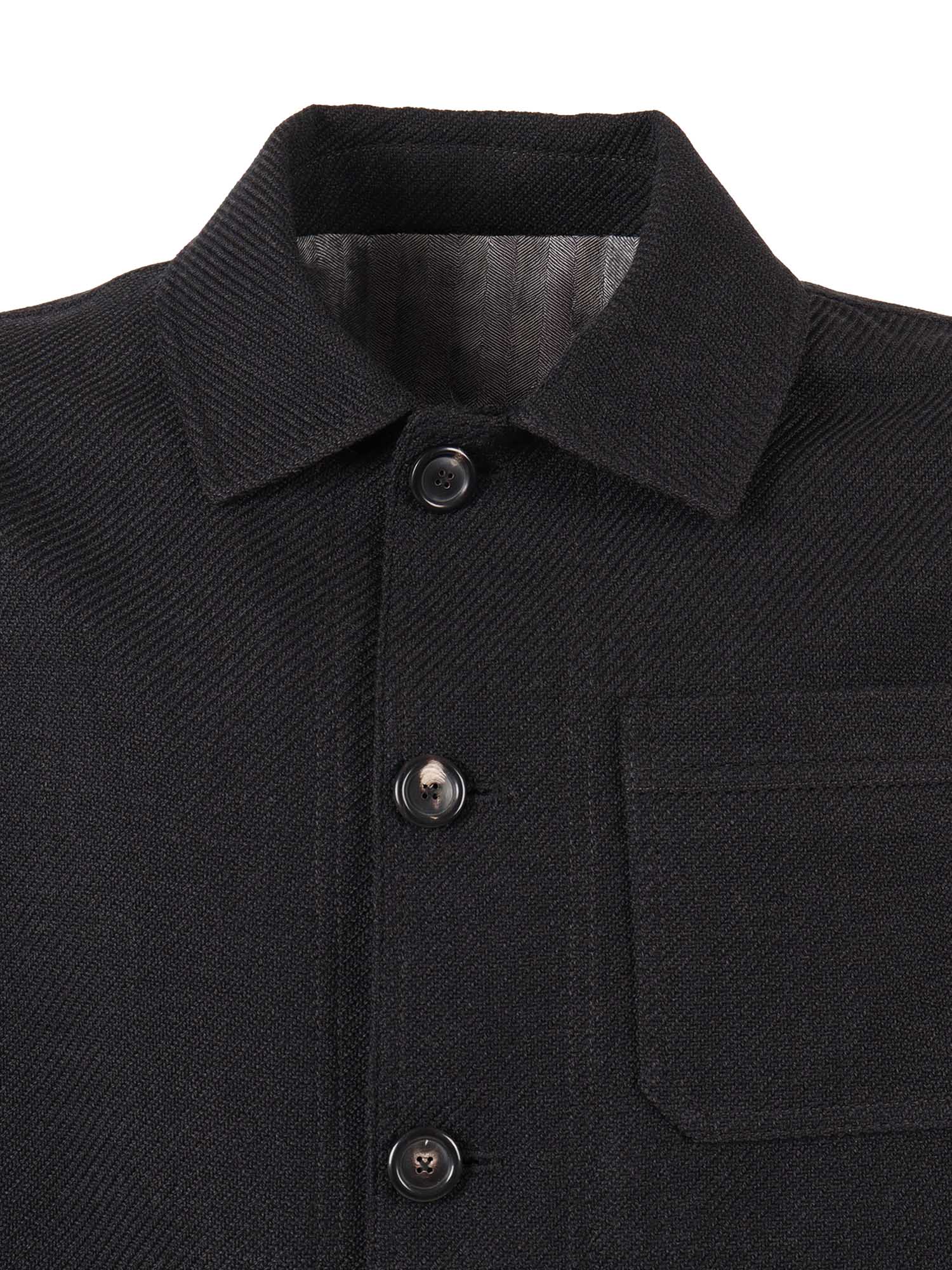 Work Jacket Wool Black Single Breasted