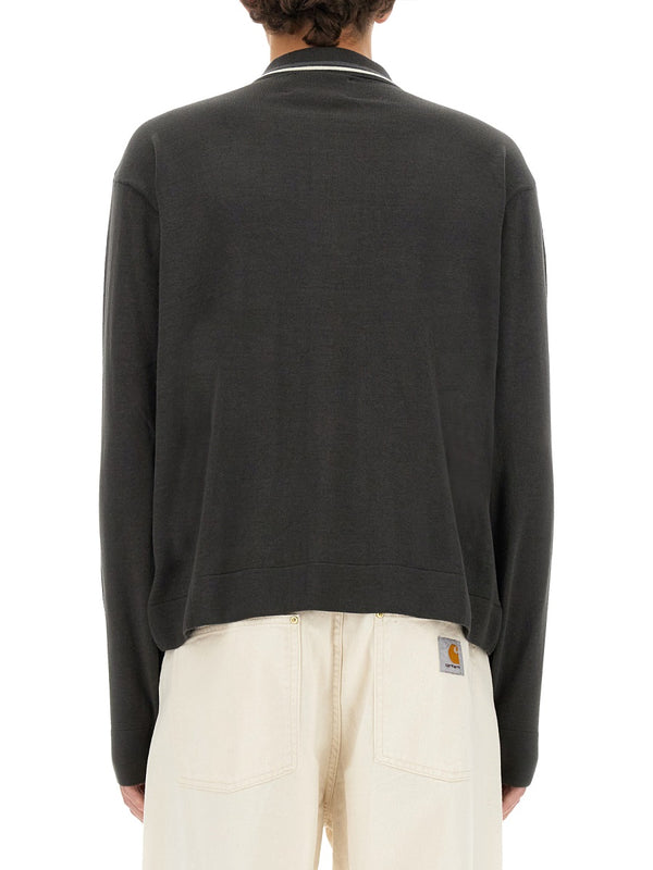 Shirt With Zip Black Cotton Jumpers