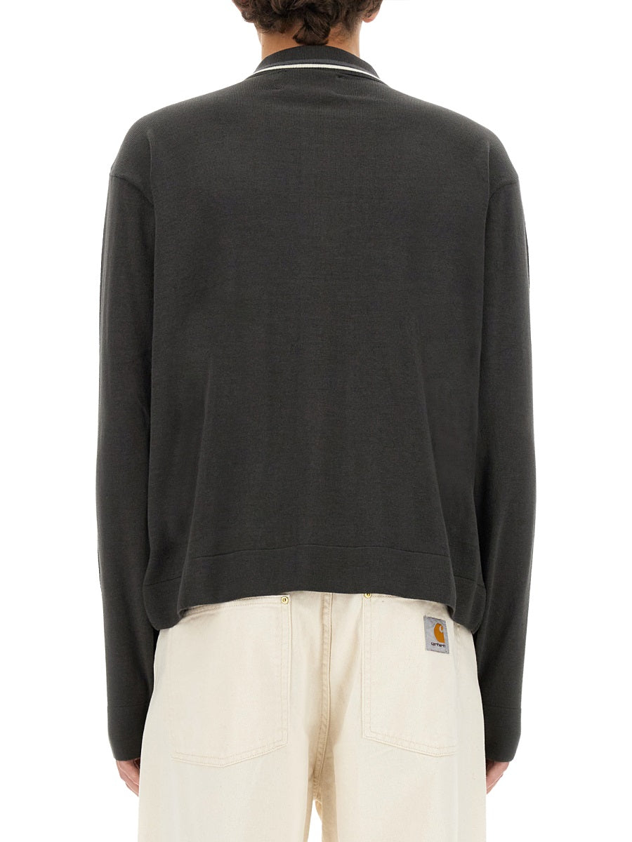 Shirt With Zip Black Cotton Jumpers