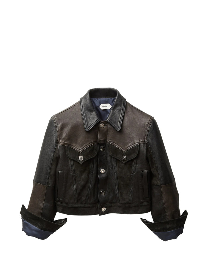Jacket Leather Unit Mix Black | Giacca