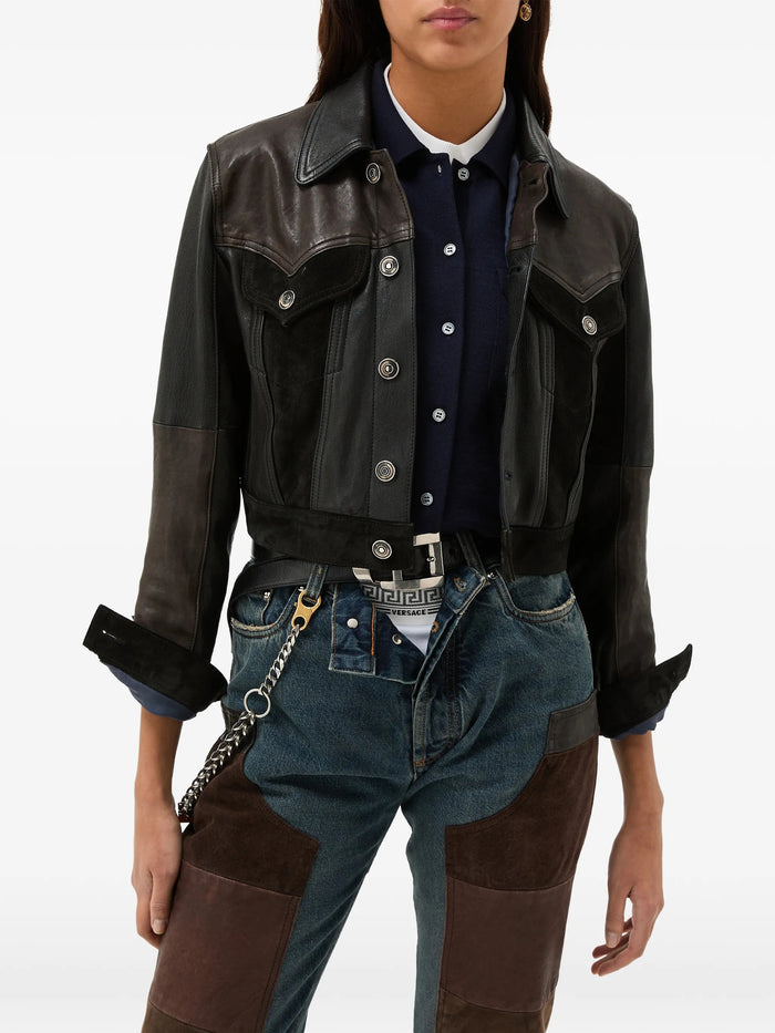 Jacket Leather Unit Mix Black | Giacca