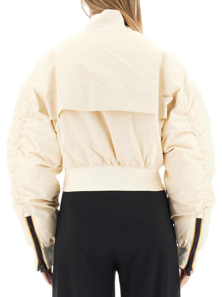 Cropped Jacket Beige Recycled Polyamide