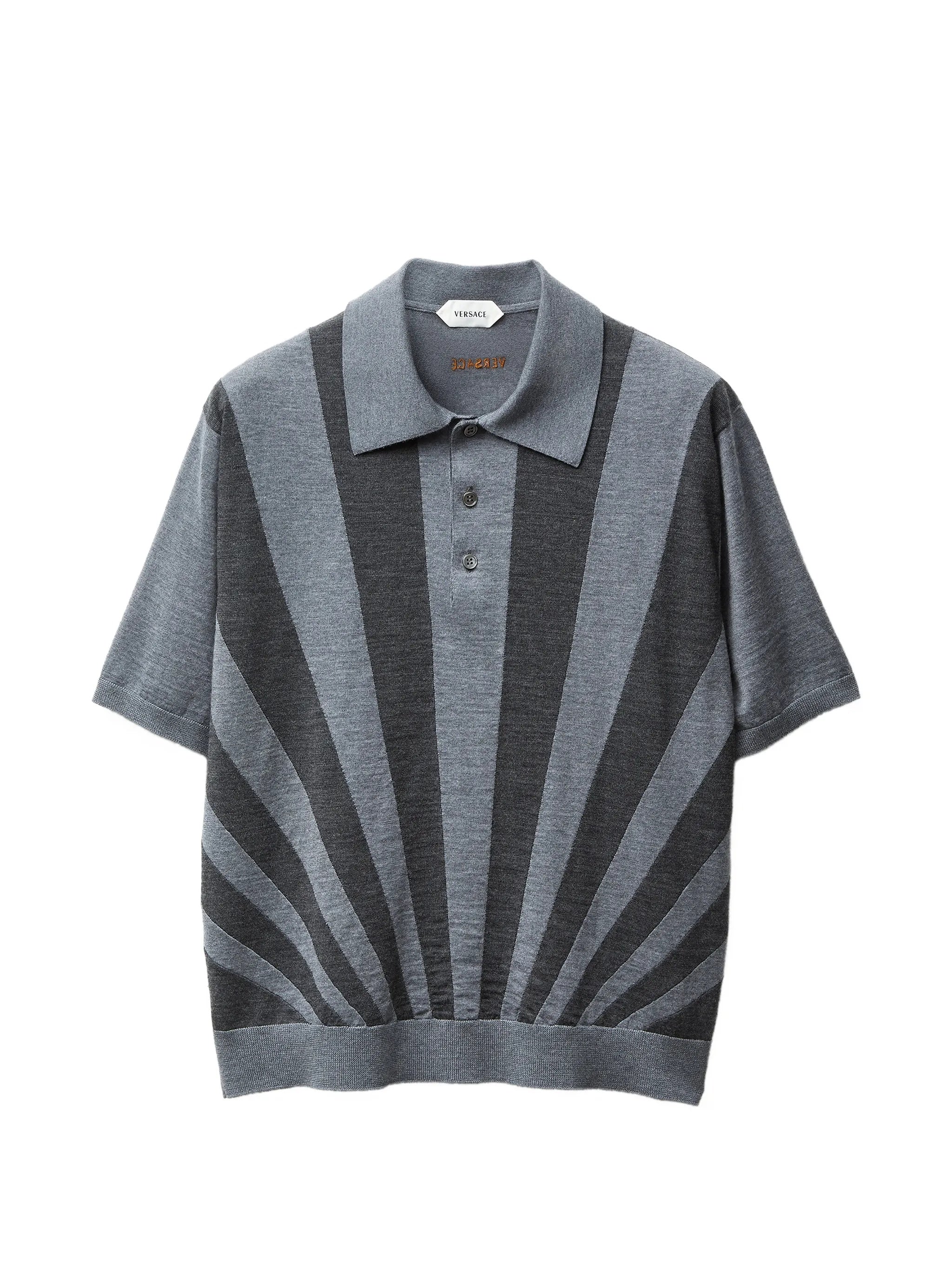 Knit Sweater Rays Intarsia Grey Polo