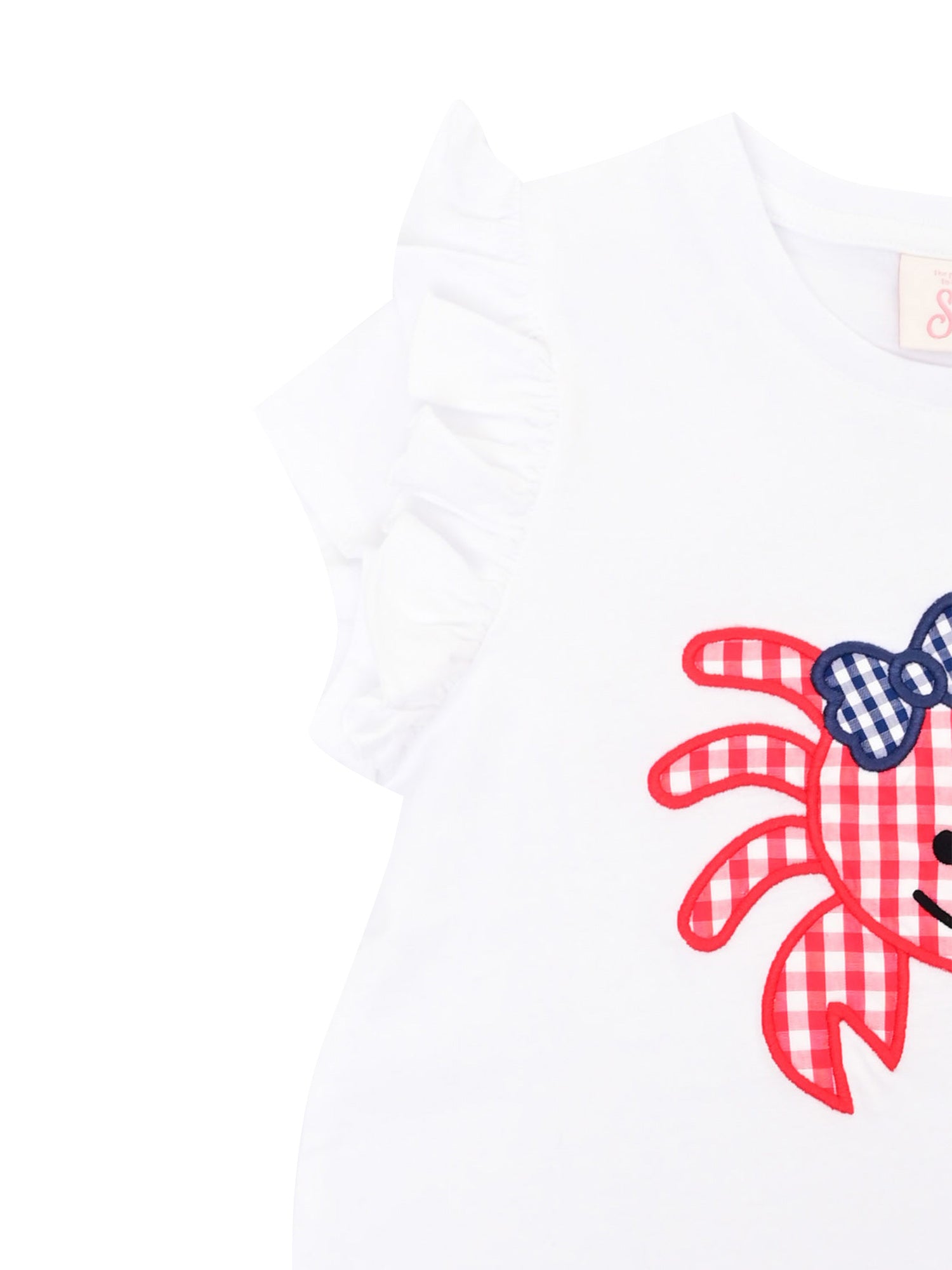 BABY-CRAB 01 VICHY 4161 PATCH White Cotton Short Sleeves T-shirt