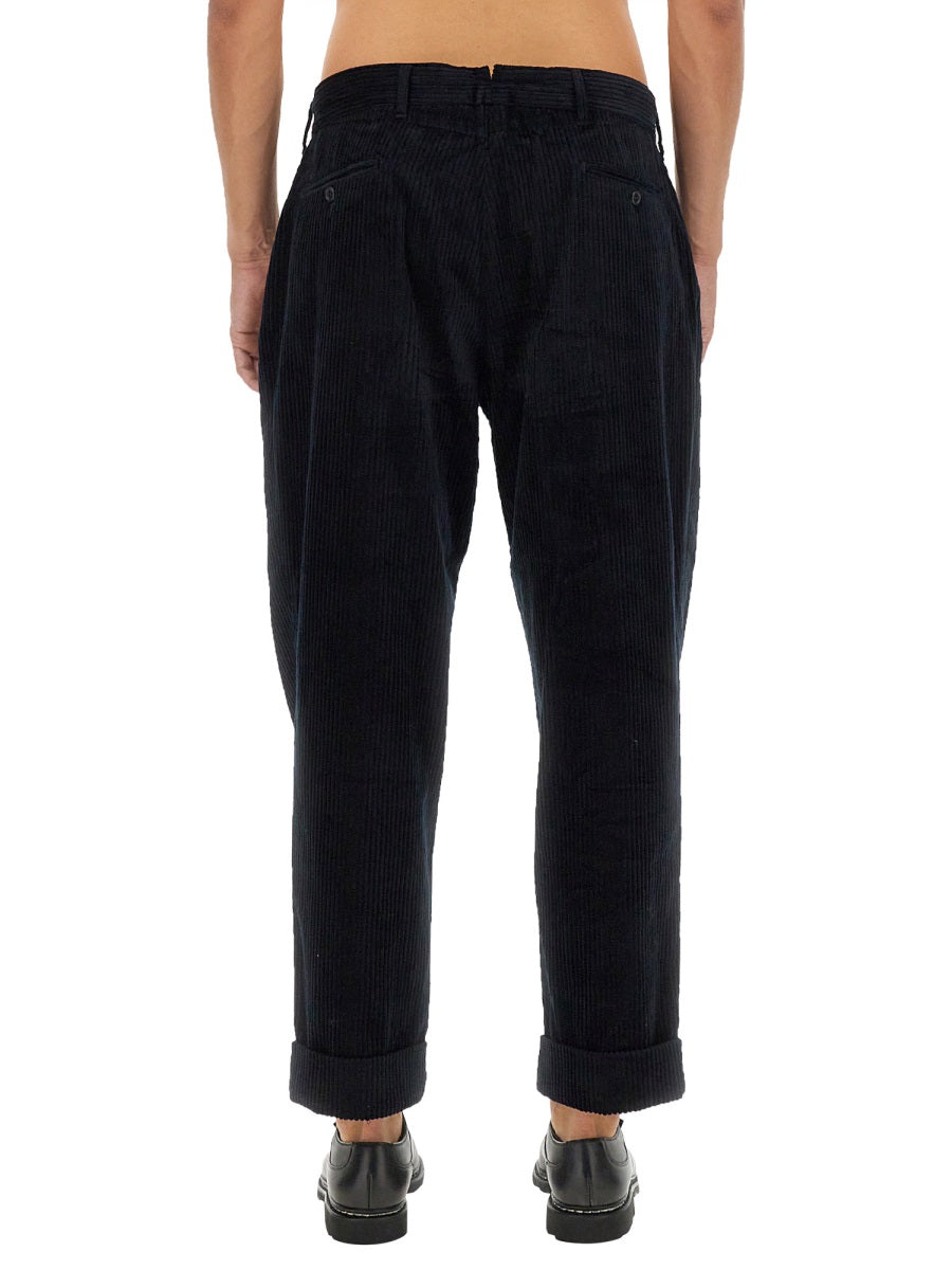Velvet Pants Blue Cotton Trousers