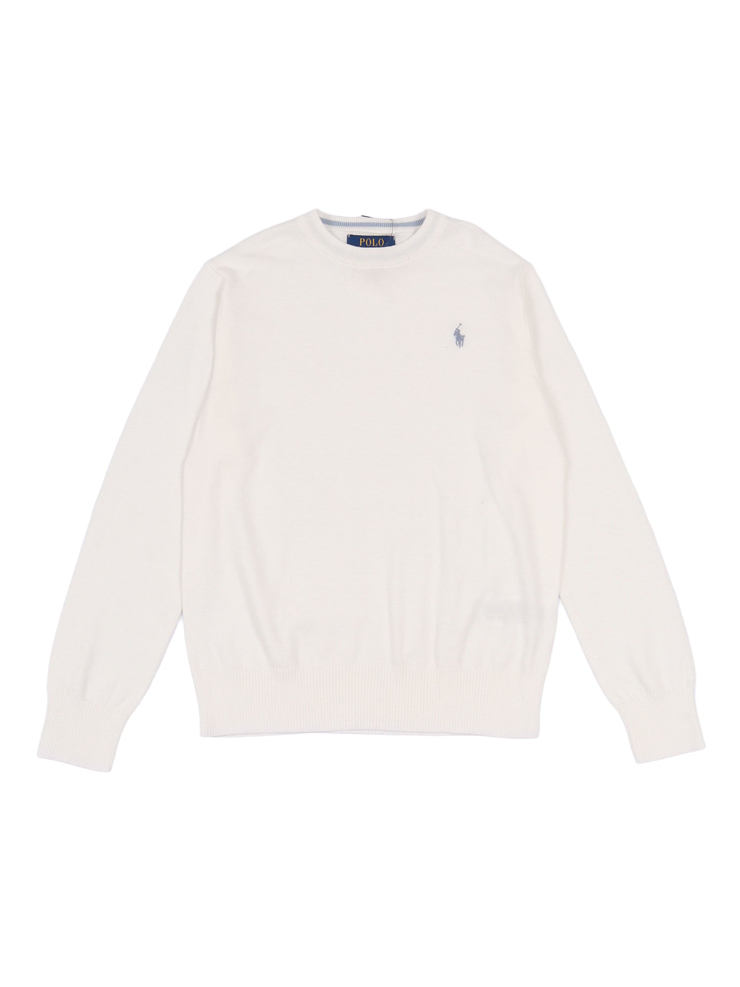 LS CN-TOPS-SWEATER White Cotton Crewneck