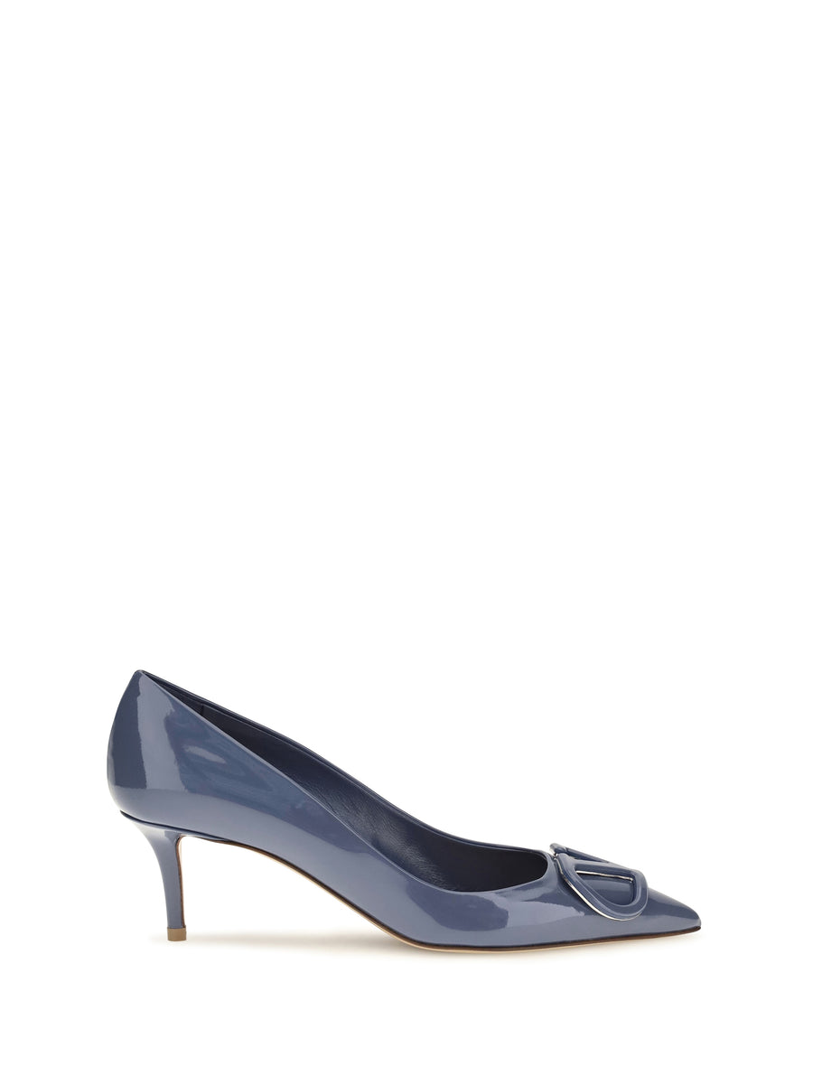Vlogo Signature Patent Leather Pumps Blu Polvere