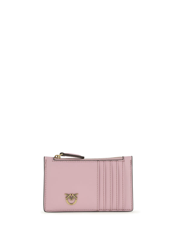 Airone Leather Cardholder Rosa Chiaro-antique Gold Calf Bos Taurus Wallet