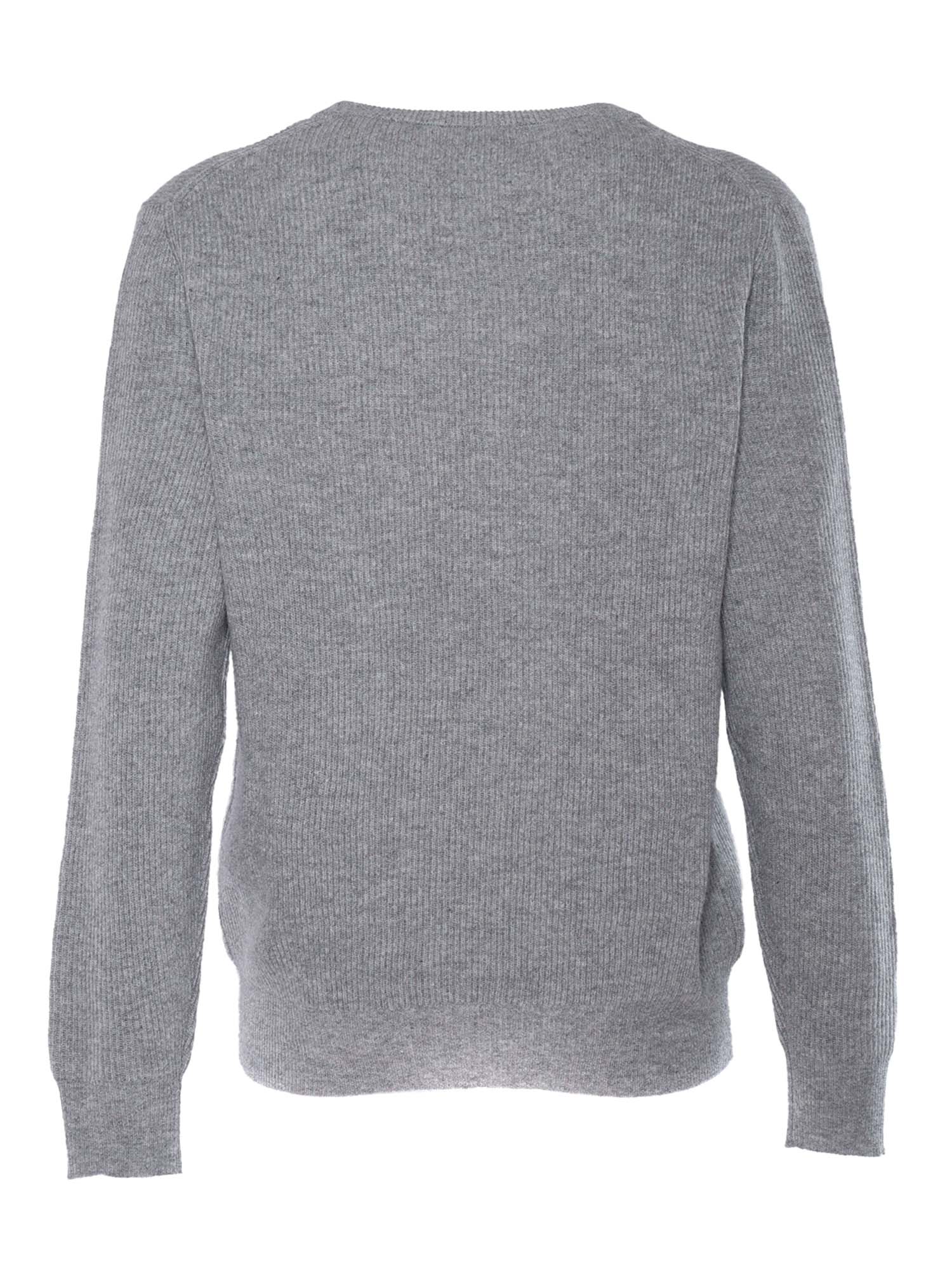 R Neck Pullover Grey Wool Crewneck