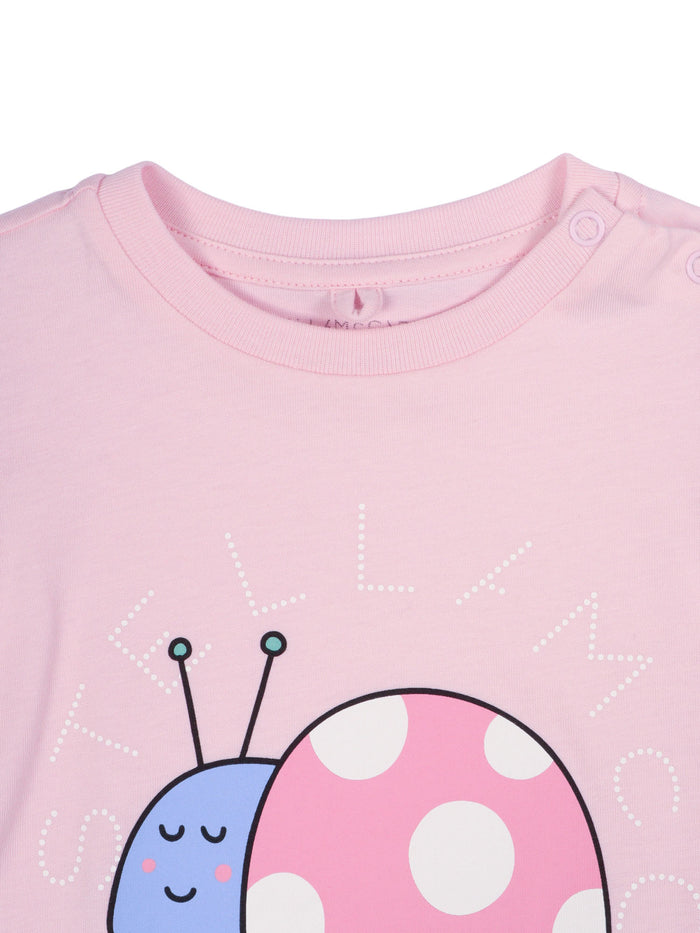 T-Shirt-Top Pink Cotton Short Sleeves T-shirt