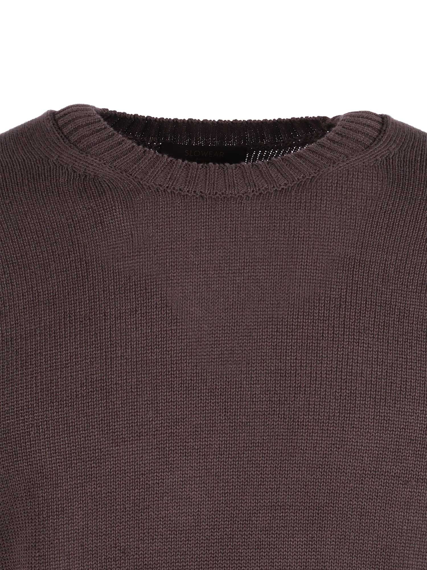 CREW NECK SWEATER Brown Linen Cotton Crewneck