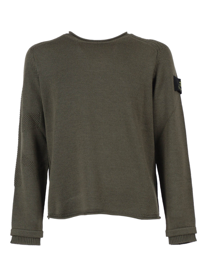 MID WEIGH JUMPER Green Virgin Wool Crewneck
