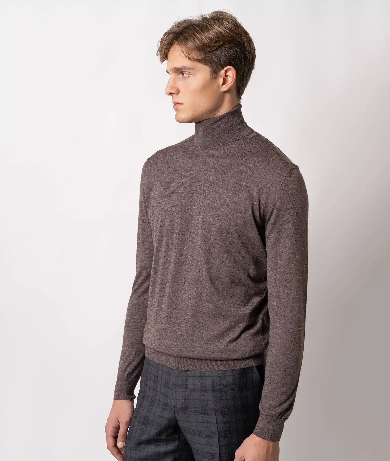 Turtleneck Cashmire And Silk Sweater Salisburgo Navy High Turtle Neck